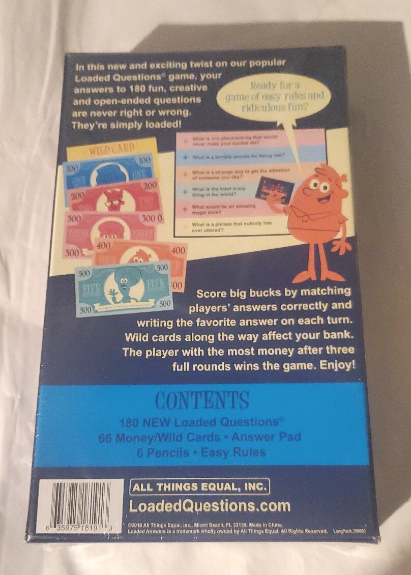 New Loaded Answers Party Card Game Where Funny Meets Money Ages 12+ 4-6 Players