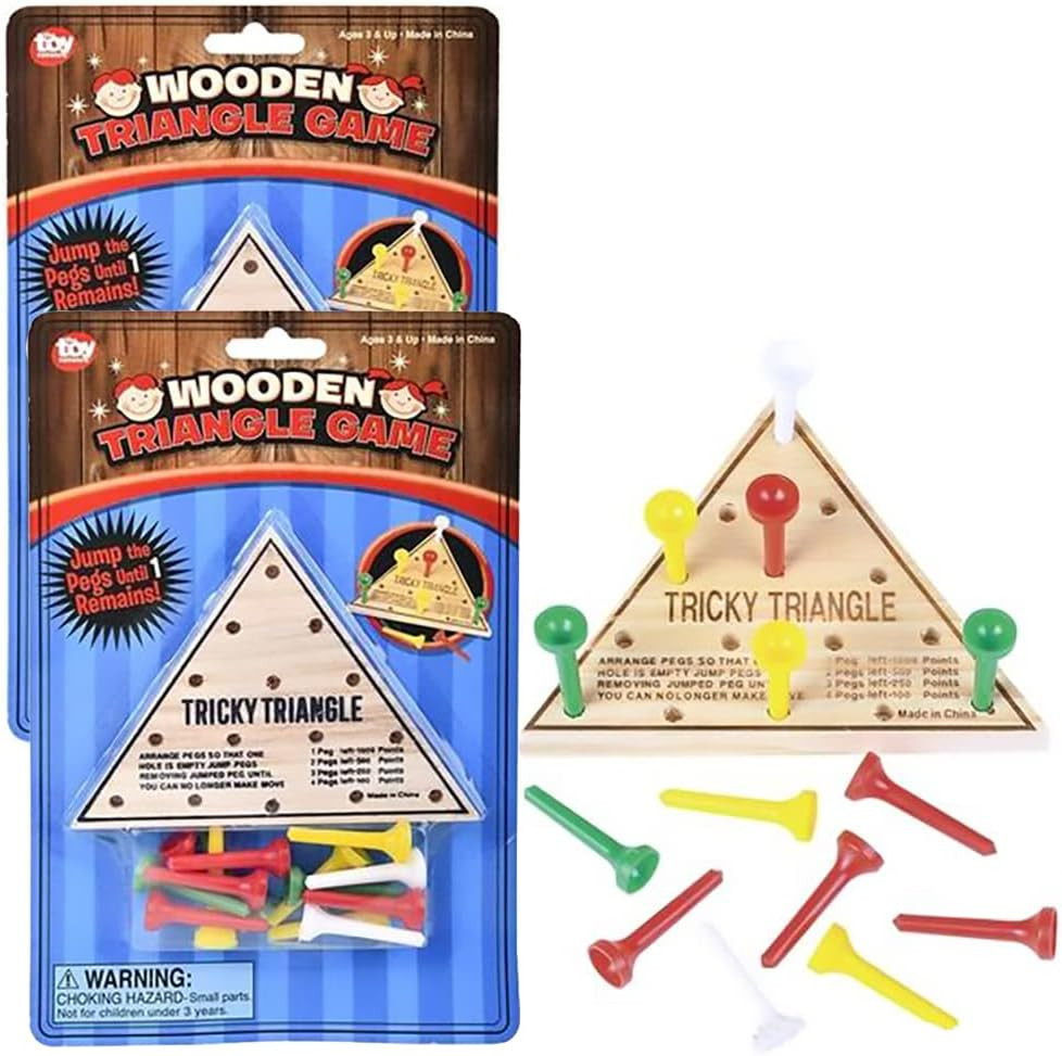 Classic Wooden Tic-Tac-Toe Board Games, Great for Prizes, 4.5″ (Triangle Game, 2