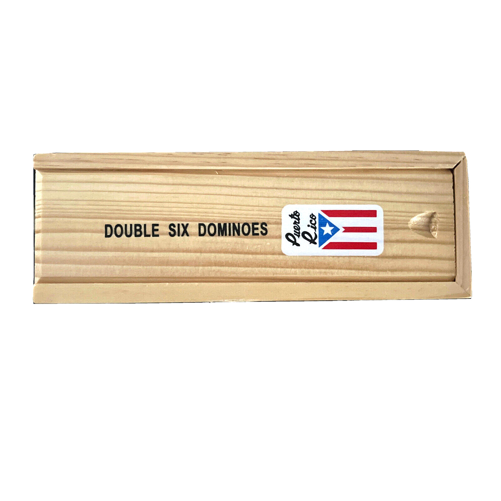Dominoes Regular With Puerto Rico Flag Quality Wood Box Bandera P.R.
