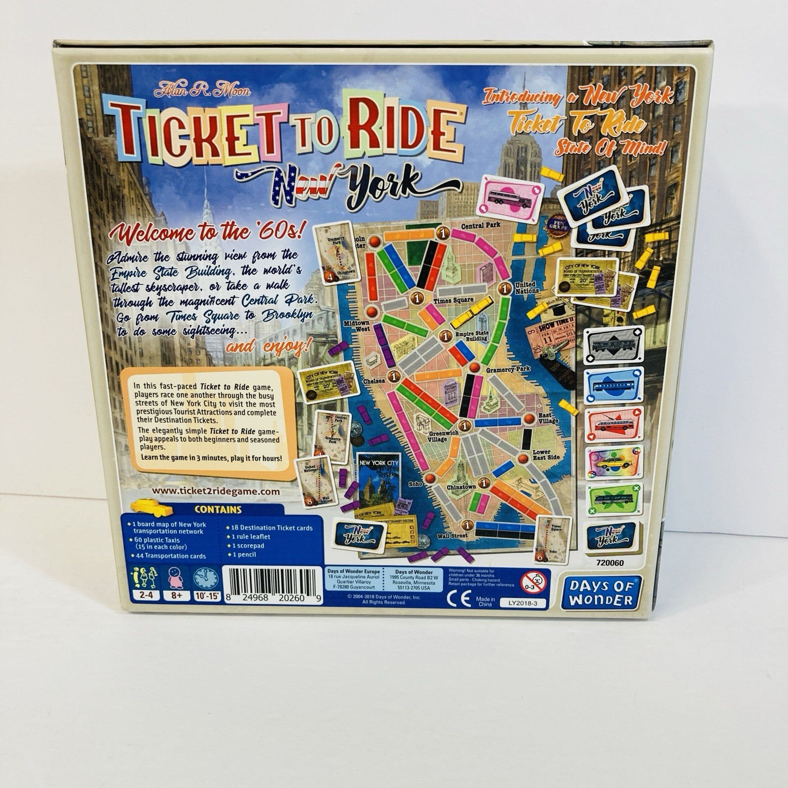 TICKET TO RIDE NEW YORK BOARD GAME New Open Box w/Sealed Cards Days of Wonder