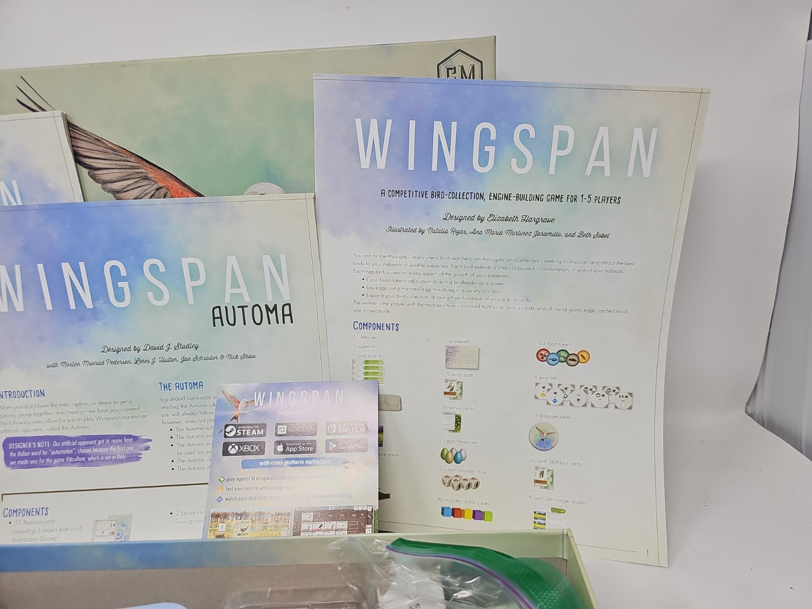 2019 Wingspan STM910 Stonemaier Board Game w/ Automa Factory 100% Complete
