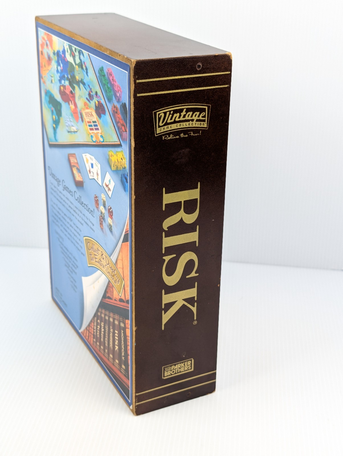 RISK Wooden Vintage Game Collection Edition Library Book Shelf COMPLETE Wood Box
