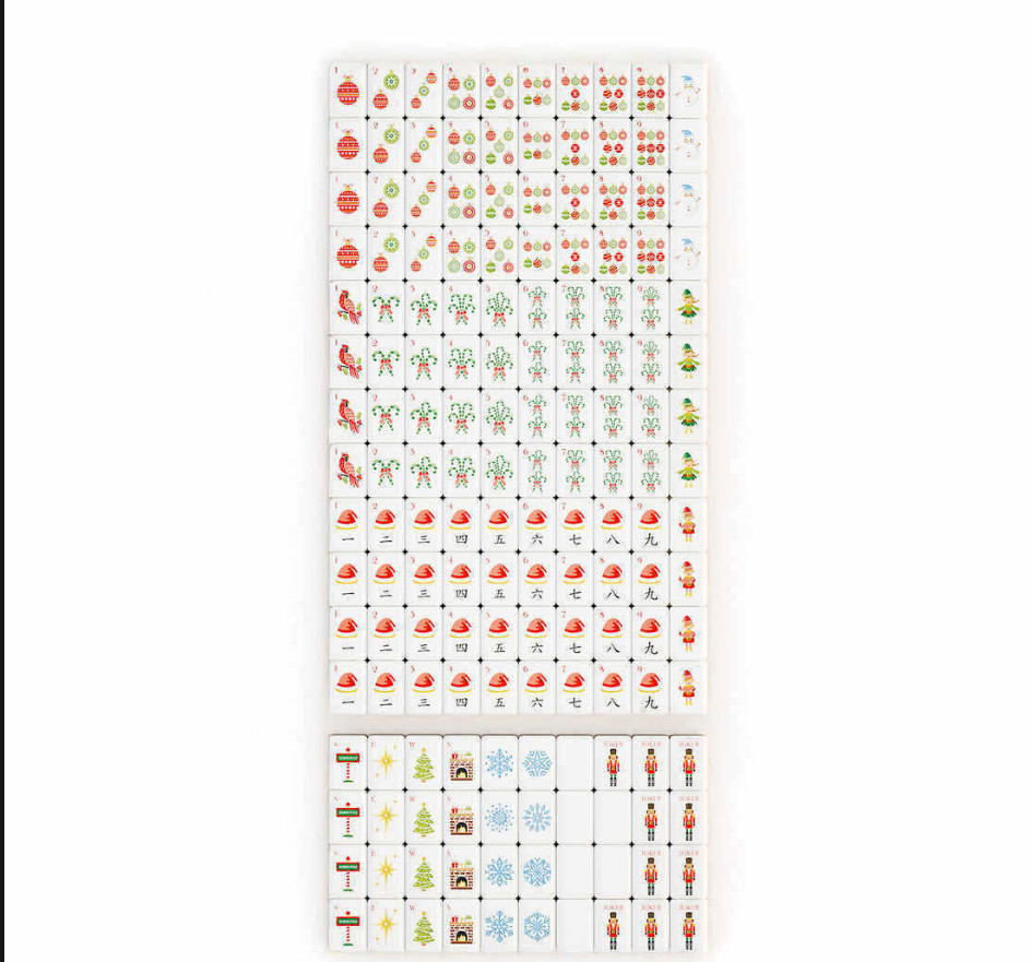 Christmas🎄Deer Pattern 4 Layers Acrylic American Mahjong Set Game Mahjong Tiles