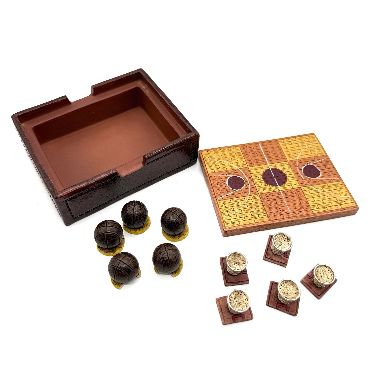 Vintage Basketball Bar Game Set | Faux Leather Case | 1970s Taiwan | 2 Chip Ball