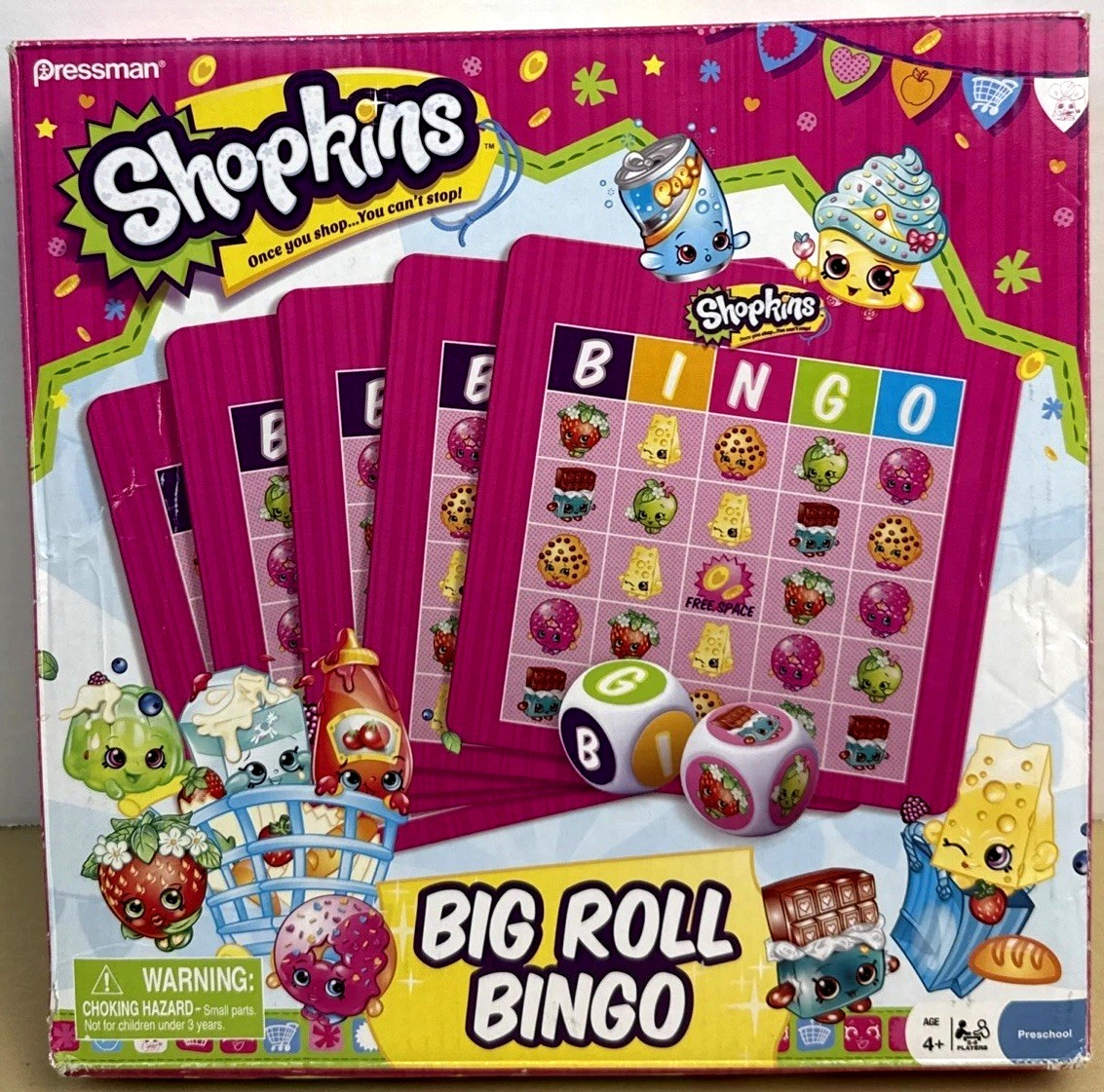 Shopkins Big Roll Bingo 2 to 6 Players Age 4+ Pressman Complete!
