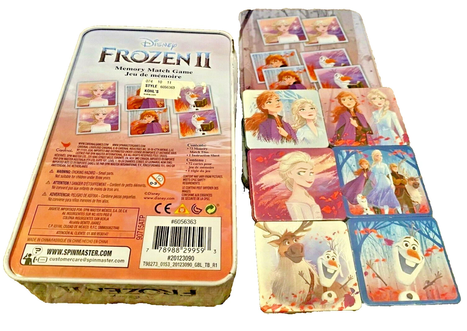 Disney FROZEN 2 Complete Memory Card Game Matching in Tin box Anna Elsa Olaf