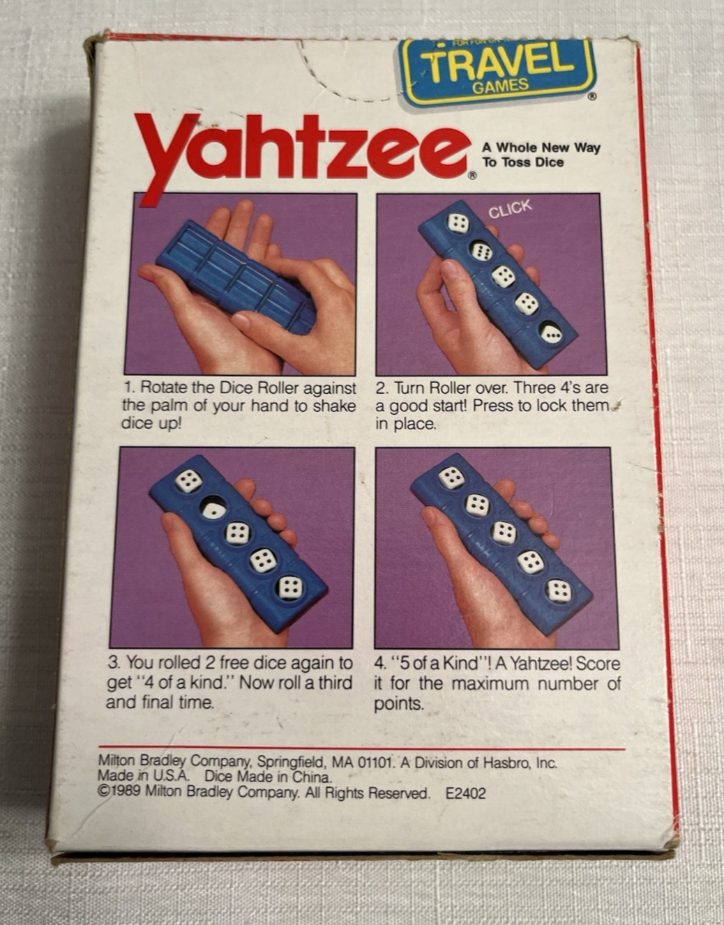 Vintage 1989 Milton Bradley Travel Classic Yahtzee Game Ages 8+~Complete
