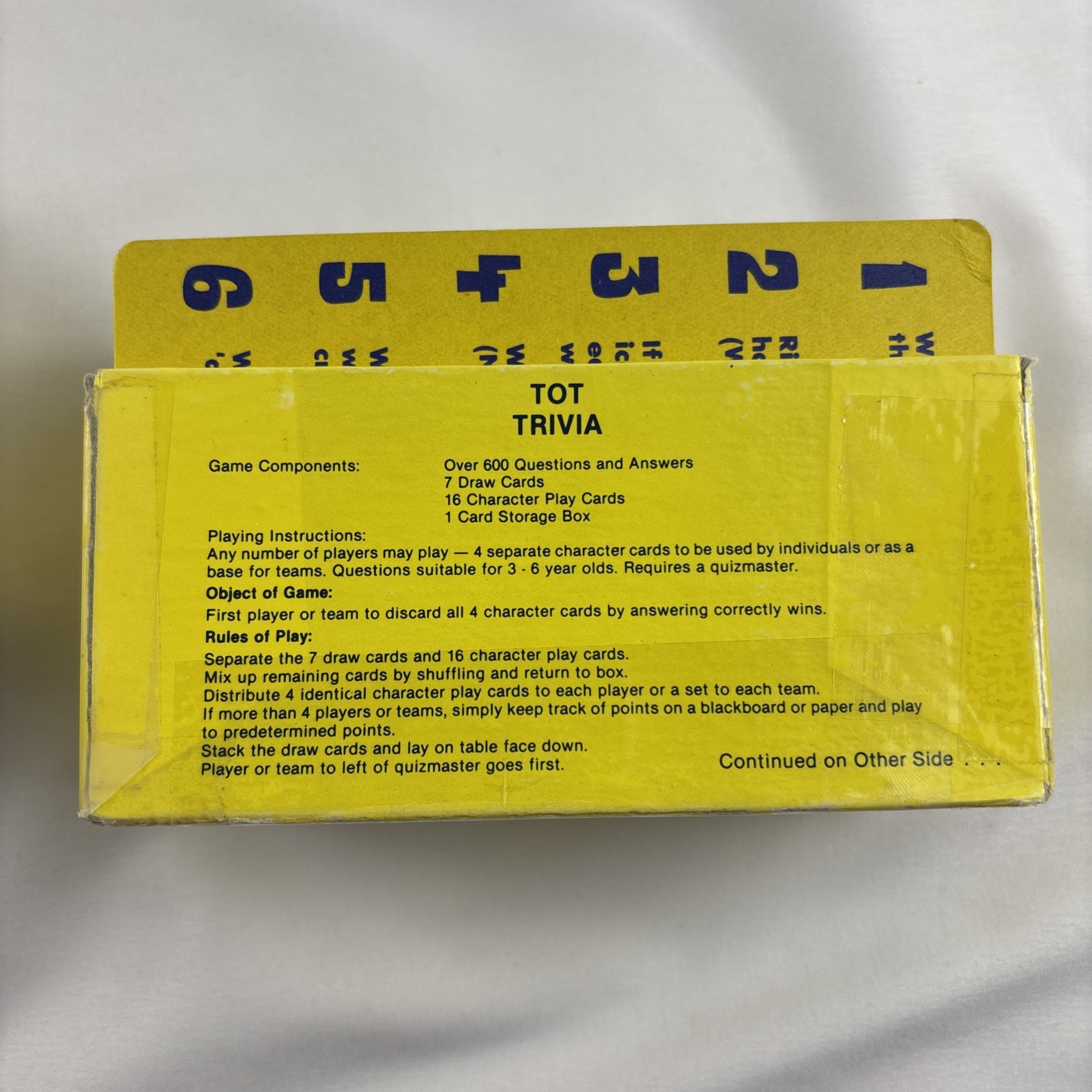 VTG Complete 1984 Tot Trivia Game 108 Cards & Over 600 Questions For Ages 3-6