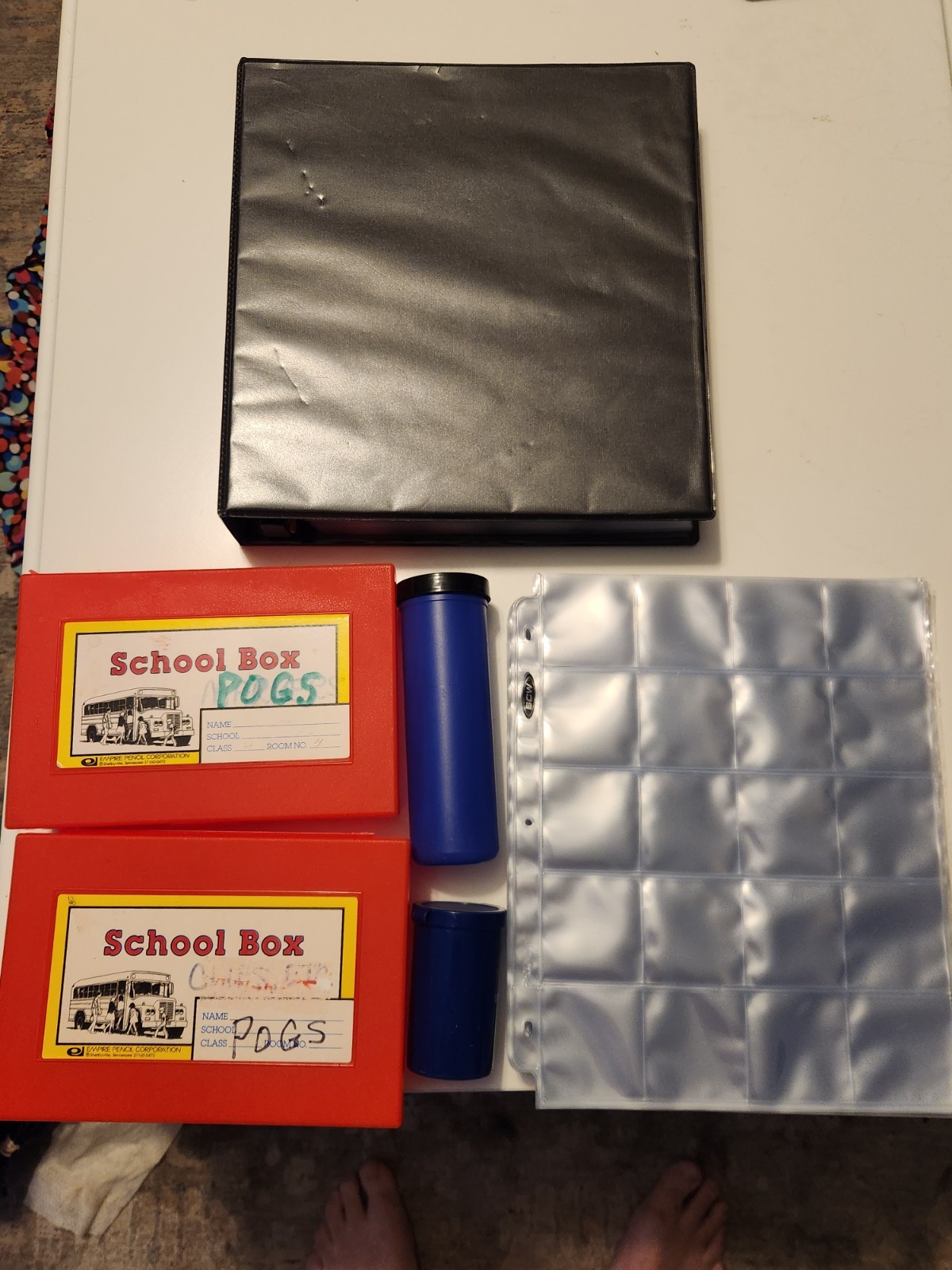 Vintage 90’s Pogs Lot Binder 600+, 3D Mirage Slammer, Pages, Travel Cans, Boxes