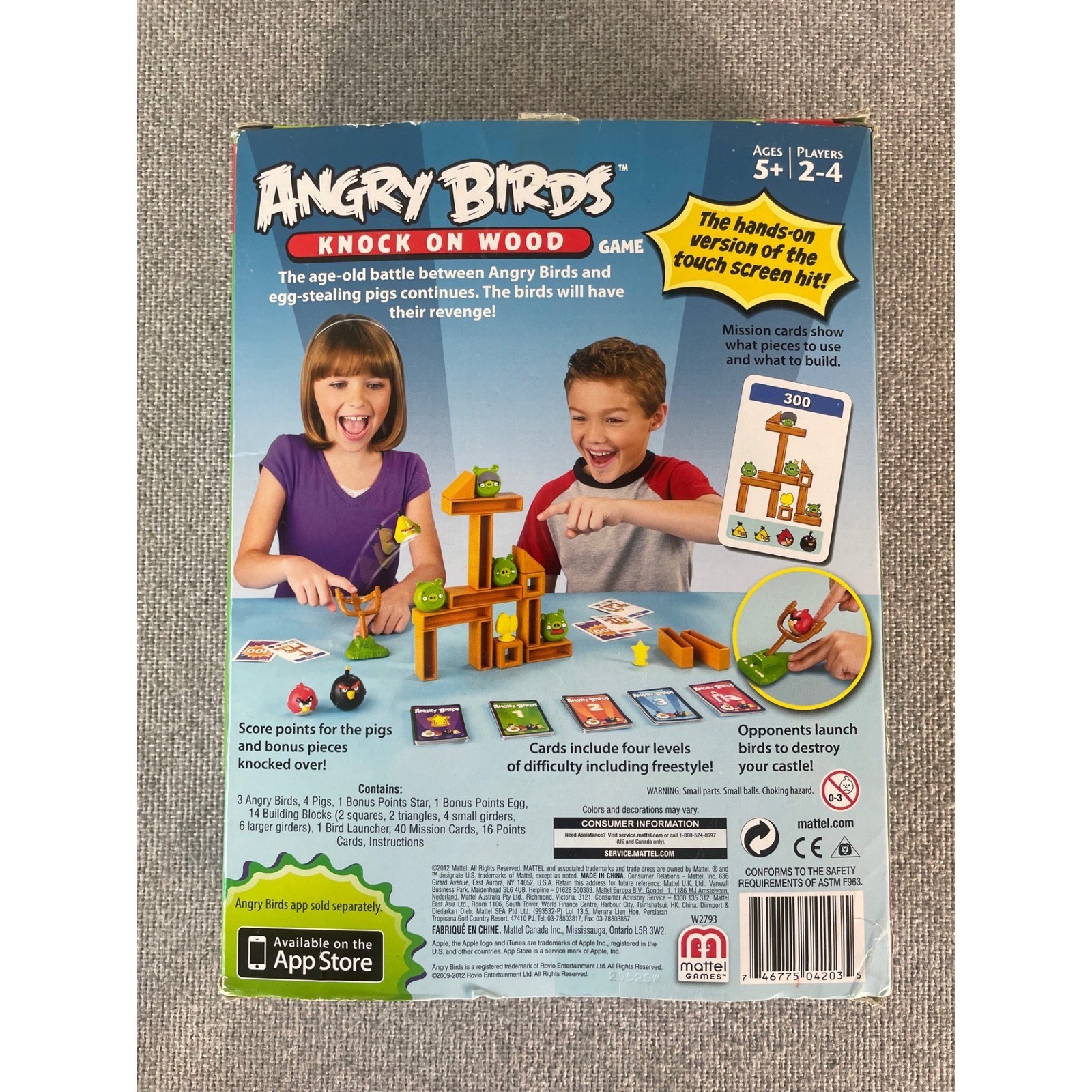 Angry Birds Knock On Wood Board Game Mattel 2011 Complete Catapult Kids Toy