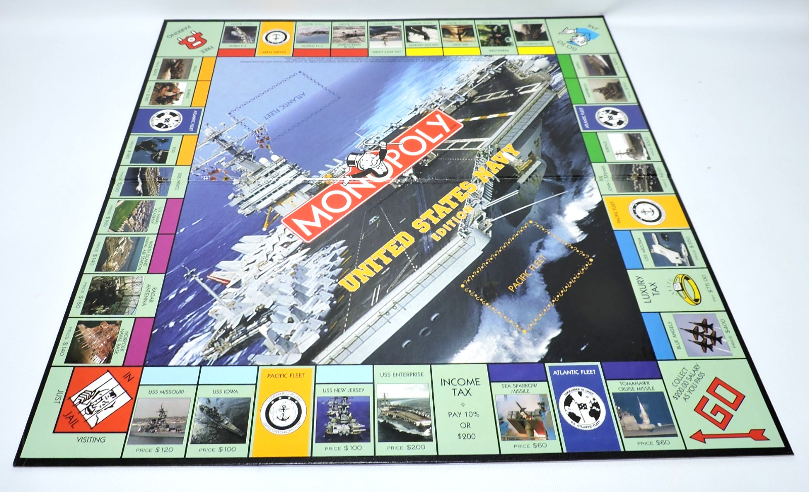 Monopoly United States U.S. Navy Edition Board Game NEAR COMPLETE -3 House/Hotel