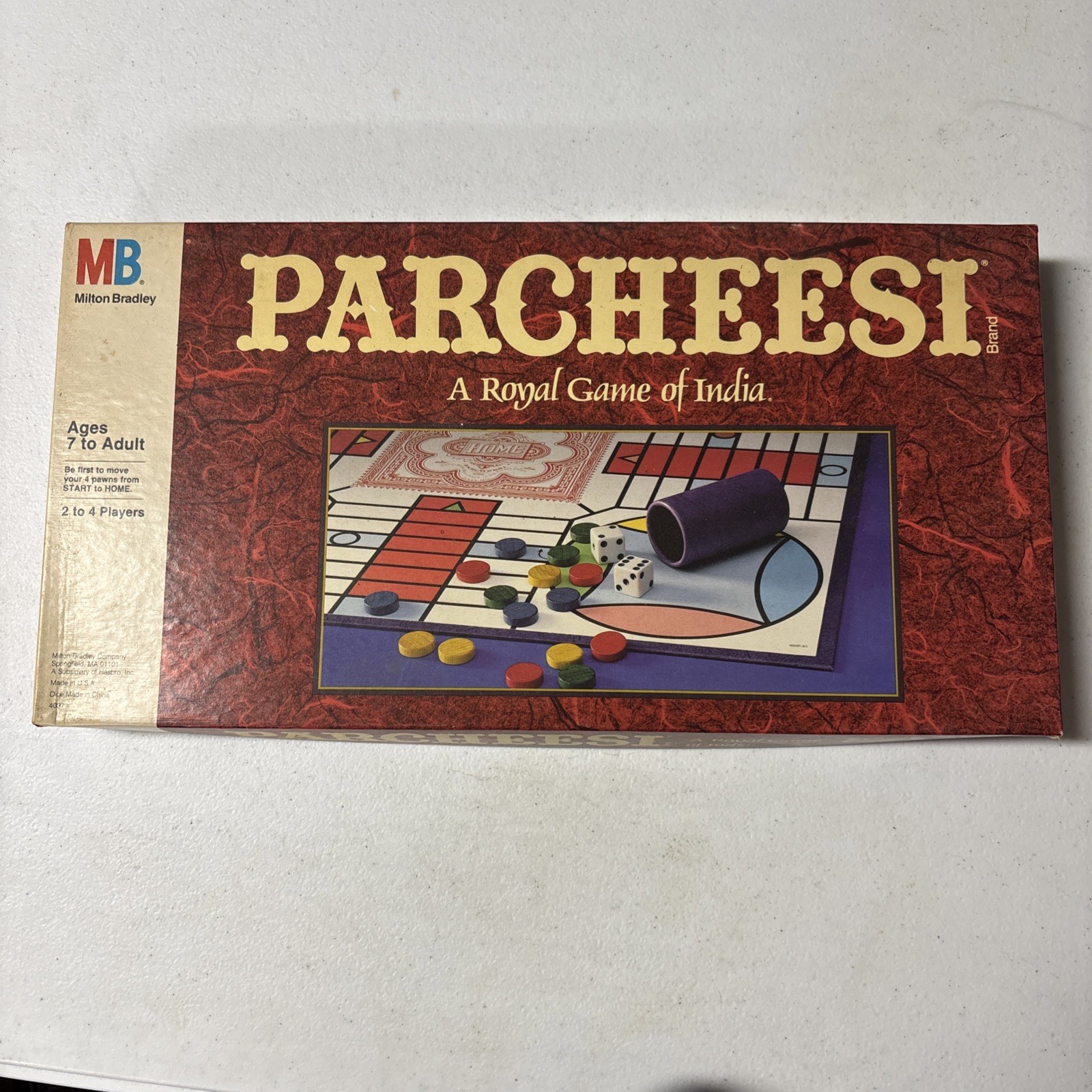 1989 Parcheesi A Royal Game of India Wooden WOOD Pawns MB Vintage MILTON