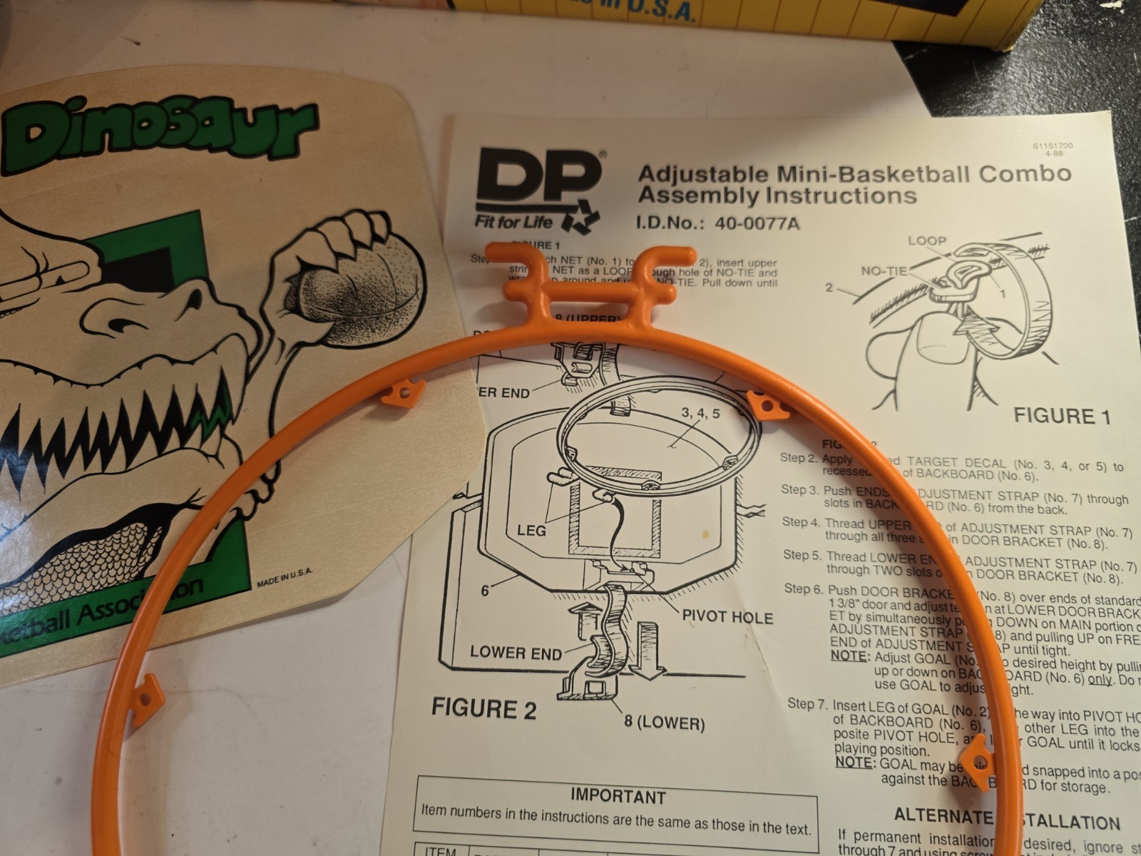 DP Shot Buster 1988 Vintage Mini Indoor Basketball Set ‘Dunkin’ Dinosaur’