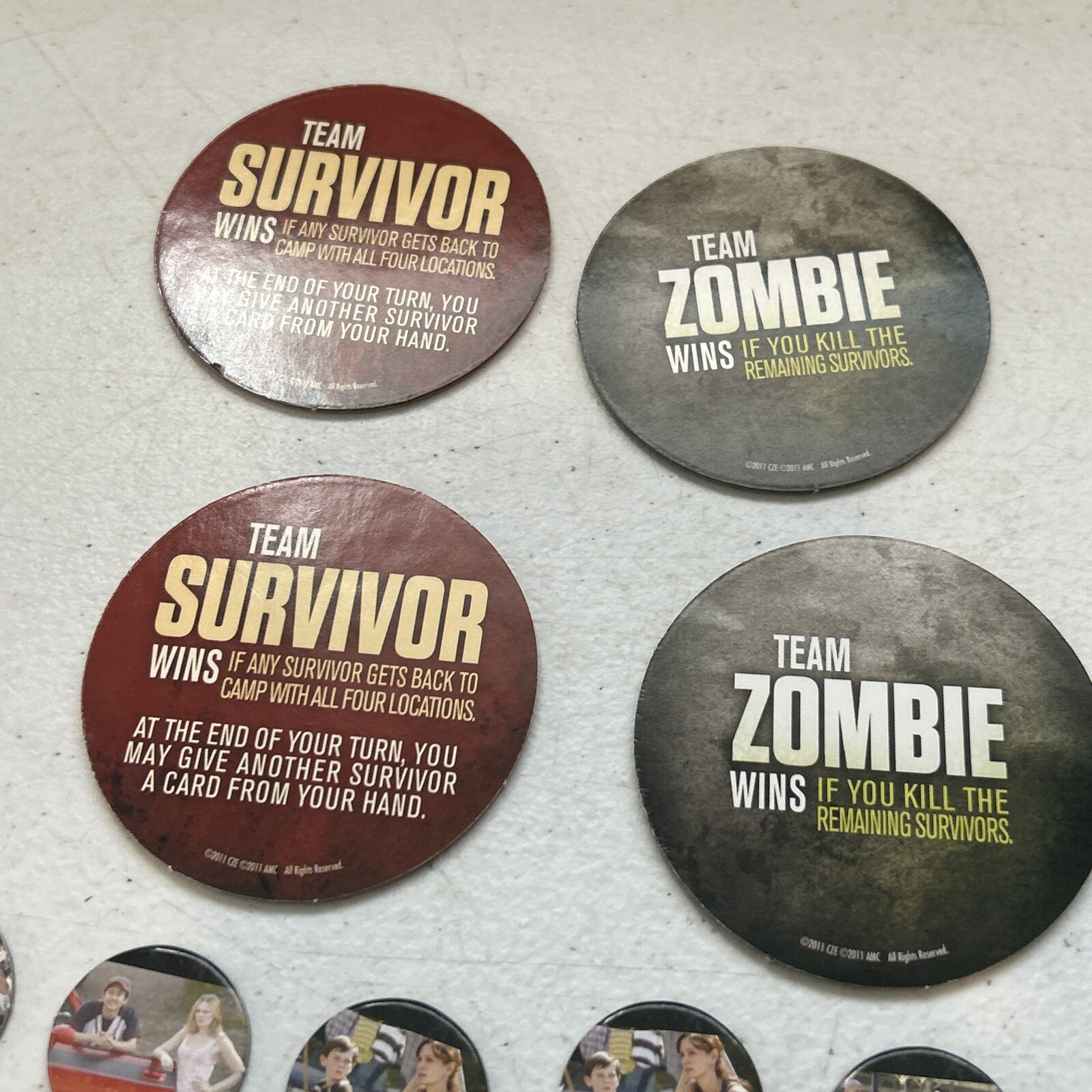2011 The Walking Dead Board Game Replacement Lot 16 Ally Tokens & 4 Badges