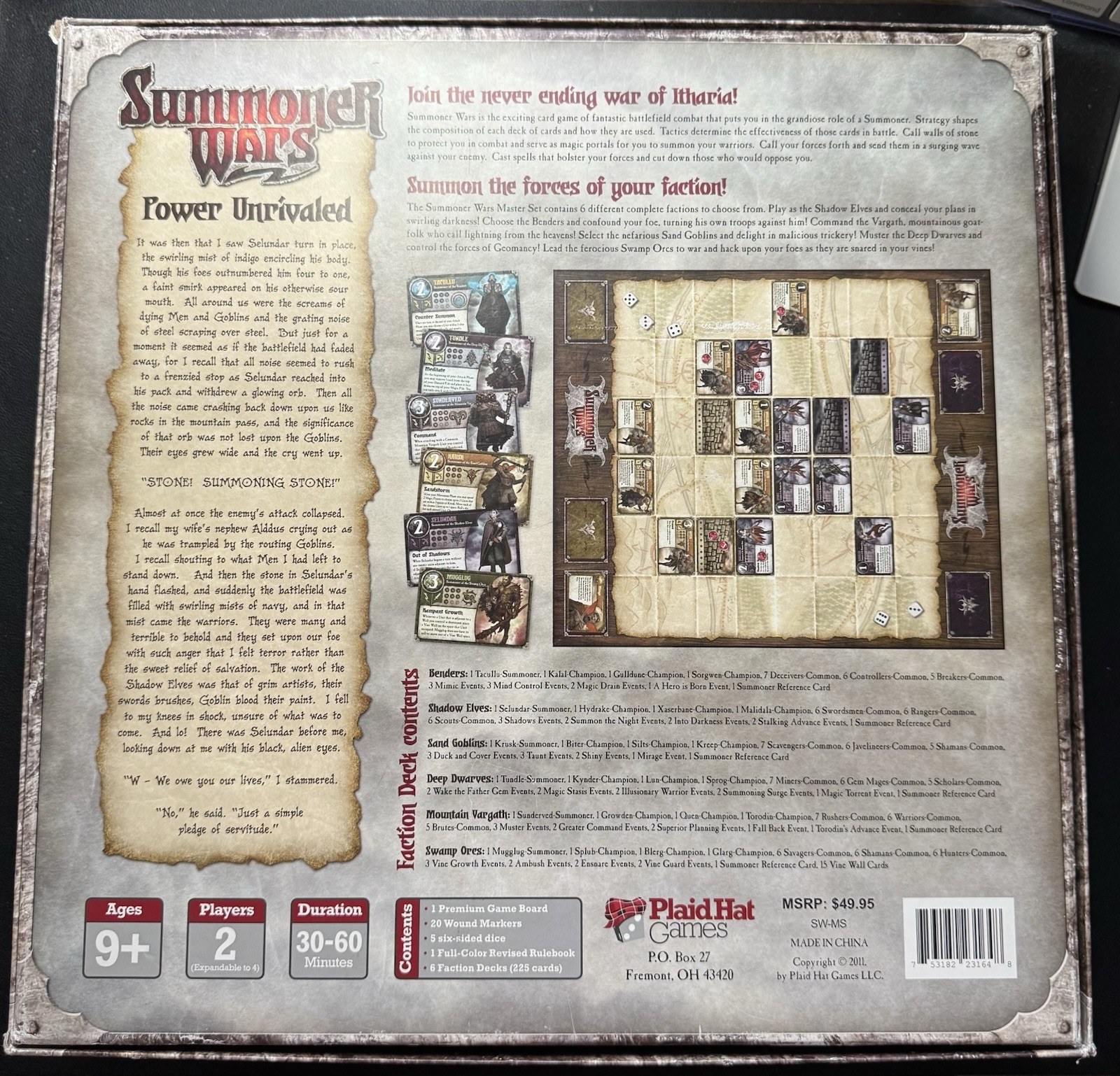 Summoner Wars 2011 Master Set V2.0 Board Game Plaid Hat CIB Complete in Box x6