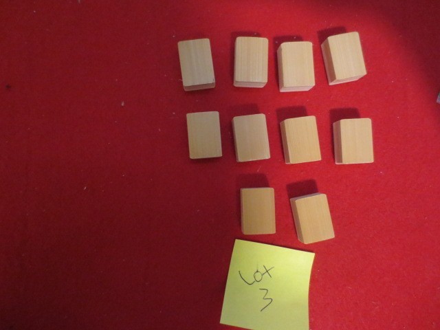 Lot 3: 10 assorted Mah Jongg Tiles – Plastic on Bamboo – Crafts/Replacements