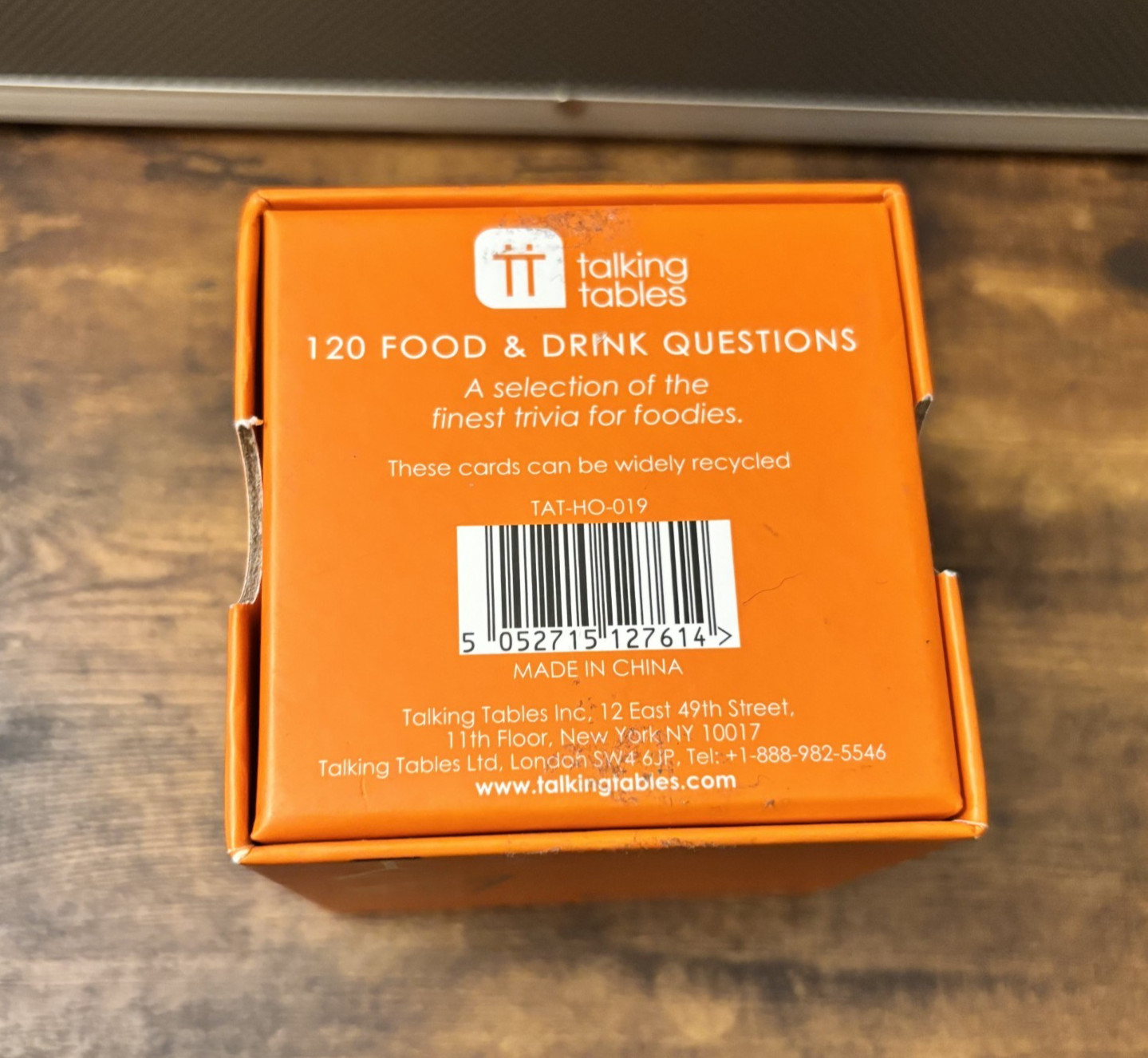 Talking Tables After Dinner Food & Drink Trivia Card Game 120 Questions Foodies