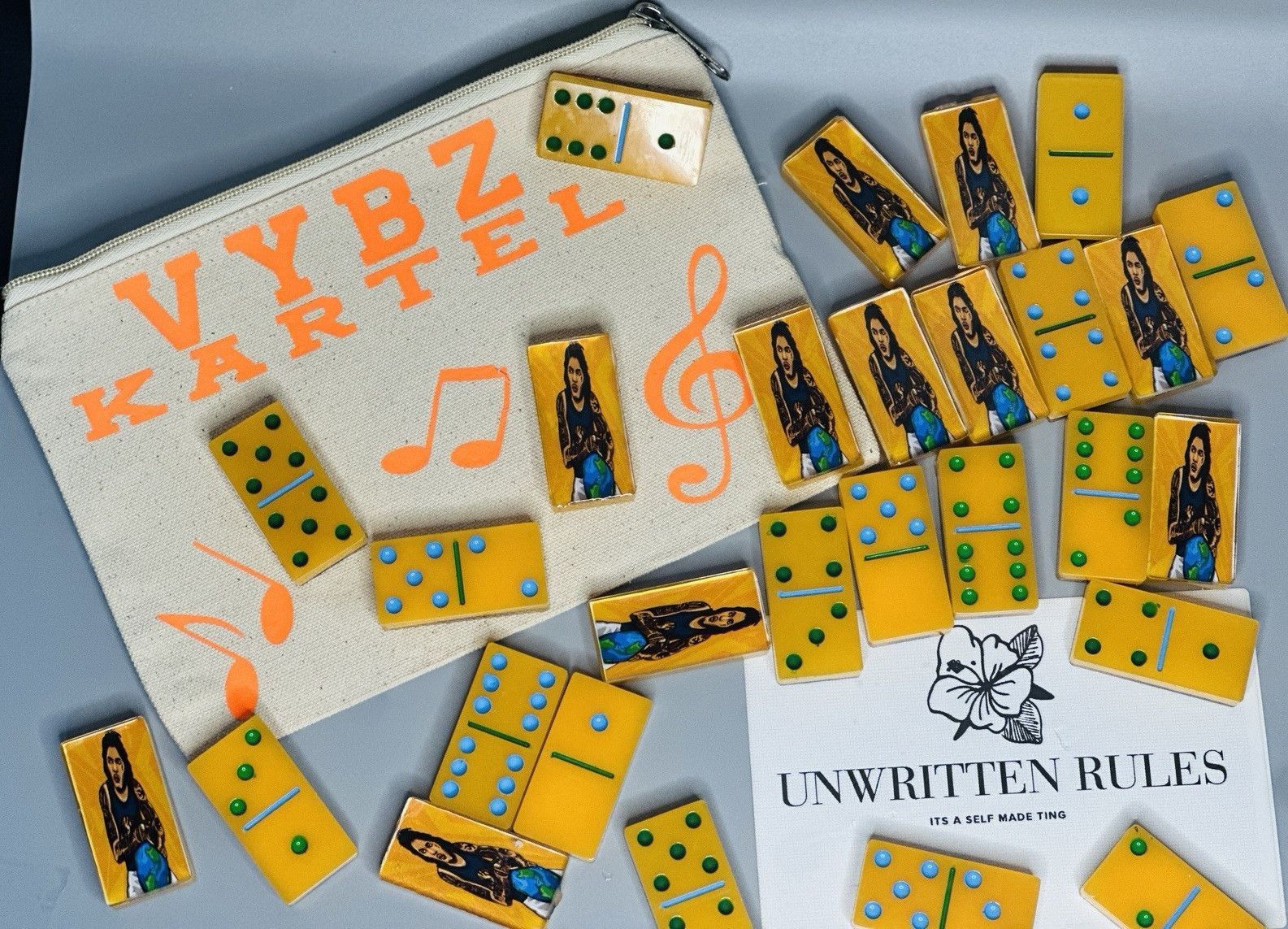 Unwritten Rules Custom Design Dominoes Complete Game w/ Pouch