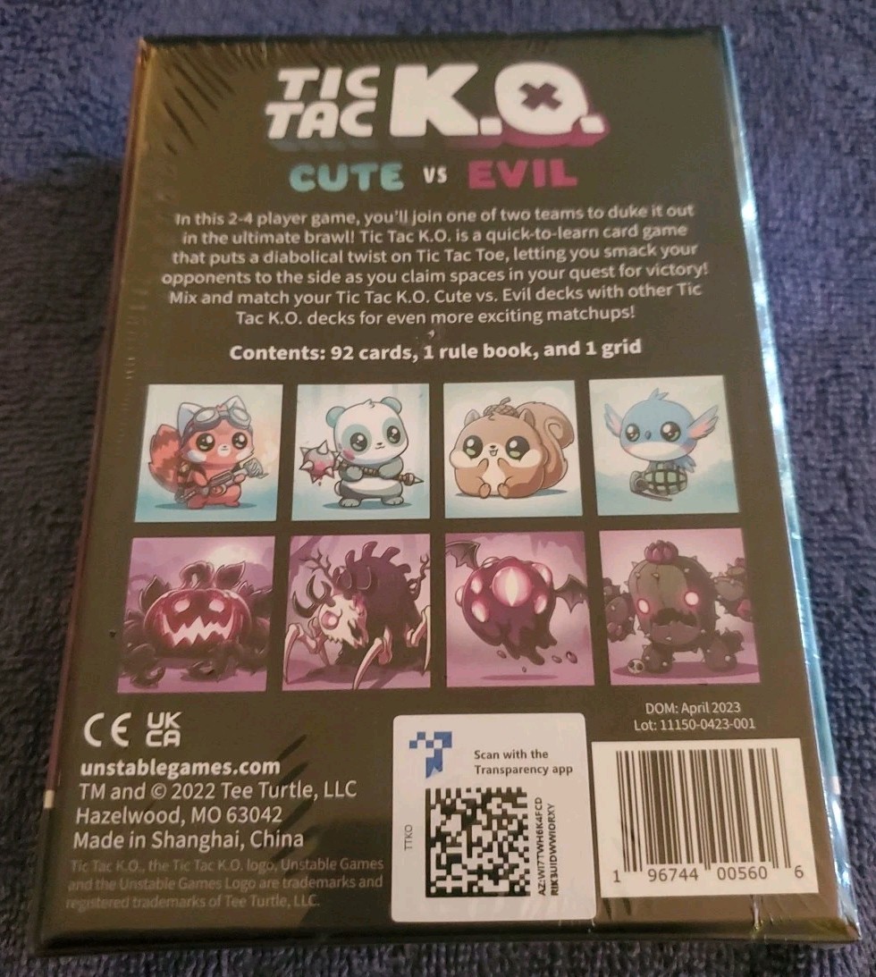 Tic Tac KO Cute vs Evil Card Game 8+ K.O. 2-4 Players Unstable Games ☆New Sealed