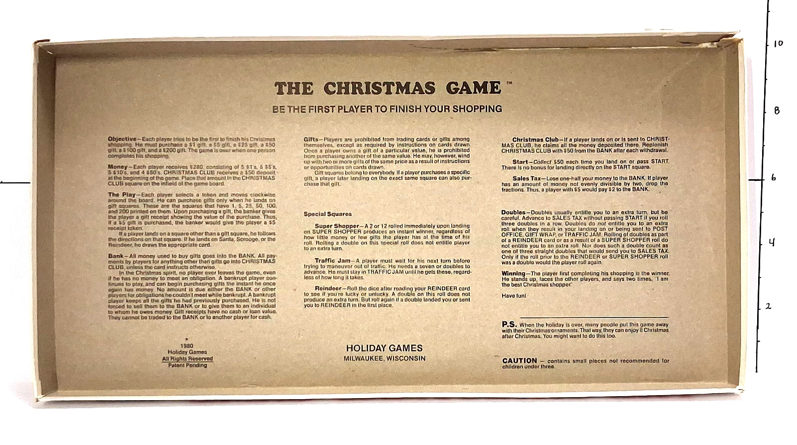 Christmas Game ~ Holiday Games 1980 ~ Used ~ Missing One Easy to Replace Piece