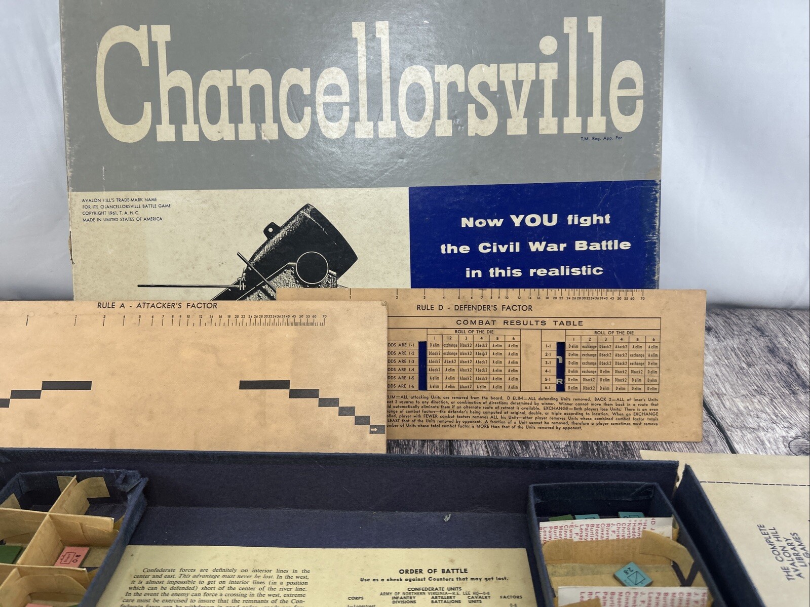 Avalon Hill – CHANCELLORSVILLE Game – American Civil War (PUN) 2nd Ed Thin Box