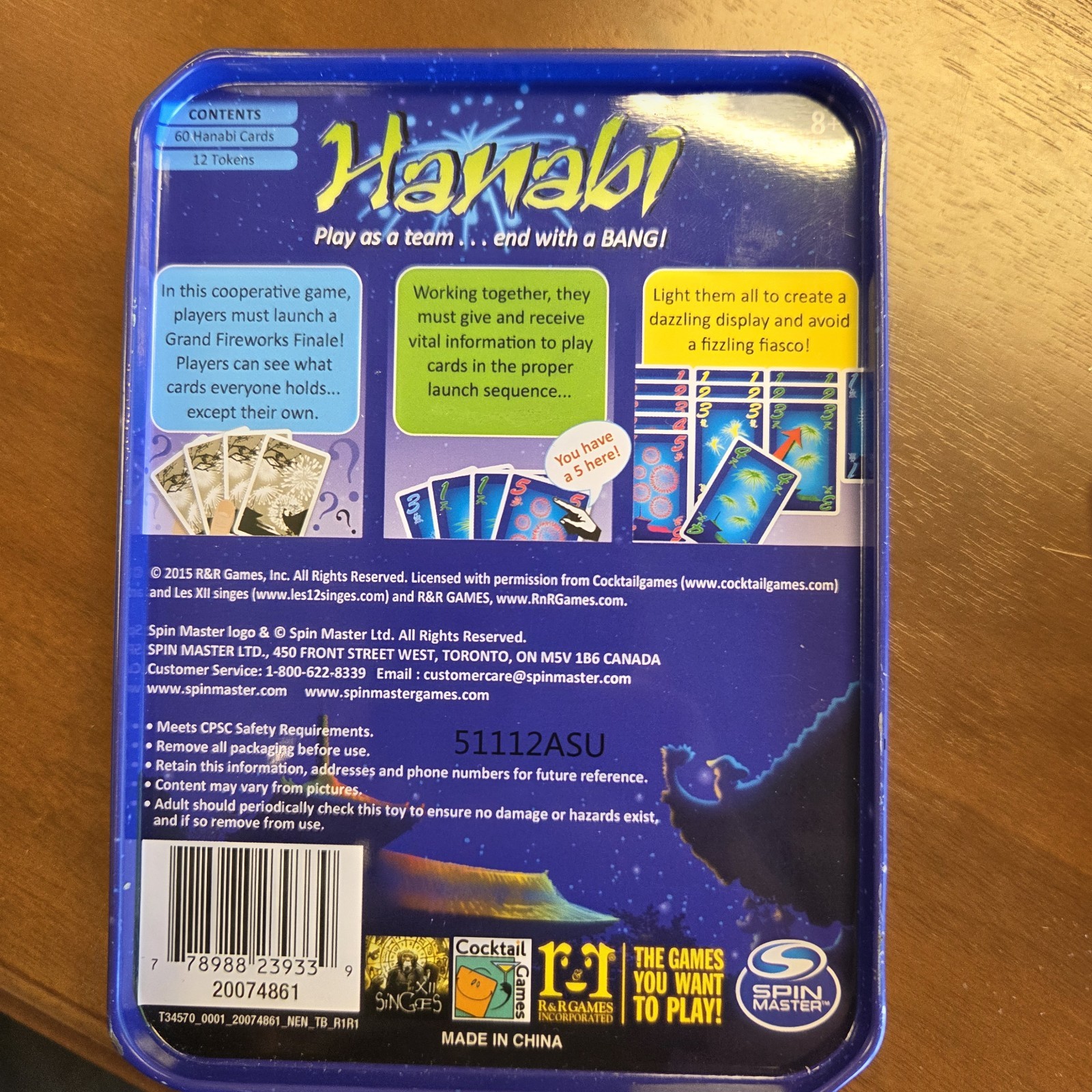 Hanabi Strategy Card Game Travel Tin Case Spin Master Complete Game Of Year 2013