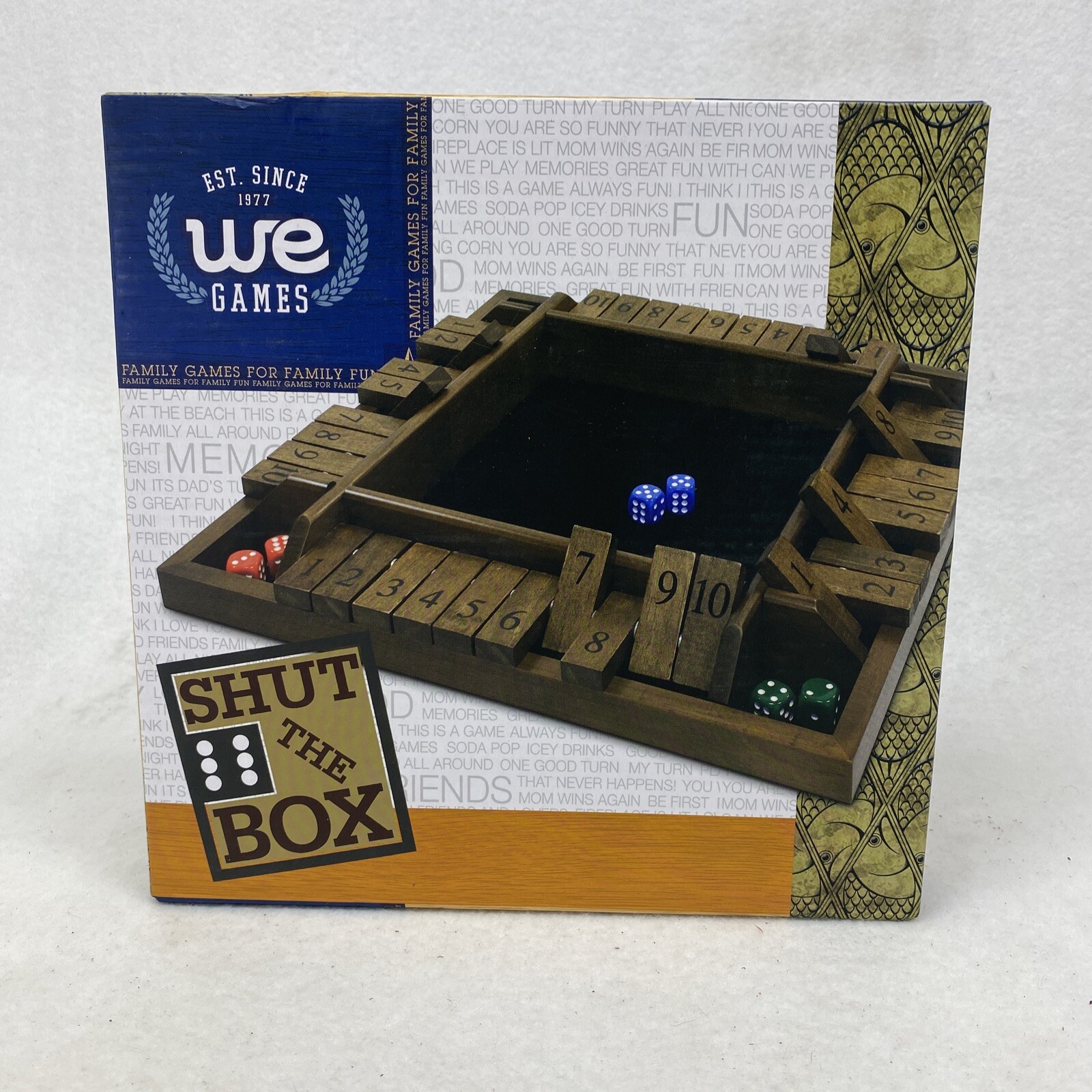 WE Games 4 Player Shut The Box(TM) Dice Game with Lid, Natural Wood, Large A