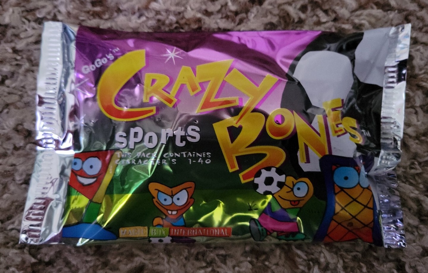 Lot of 36 ORIGINAL GoGo’s CRAZY BONES SEALED FOIL PACKS “SPORTS” VERSION..