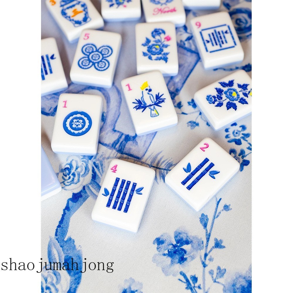 NEW! Vibrant Layered Mahjong Tiles – Full American Set 160Tiles – Blue and White