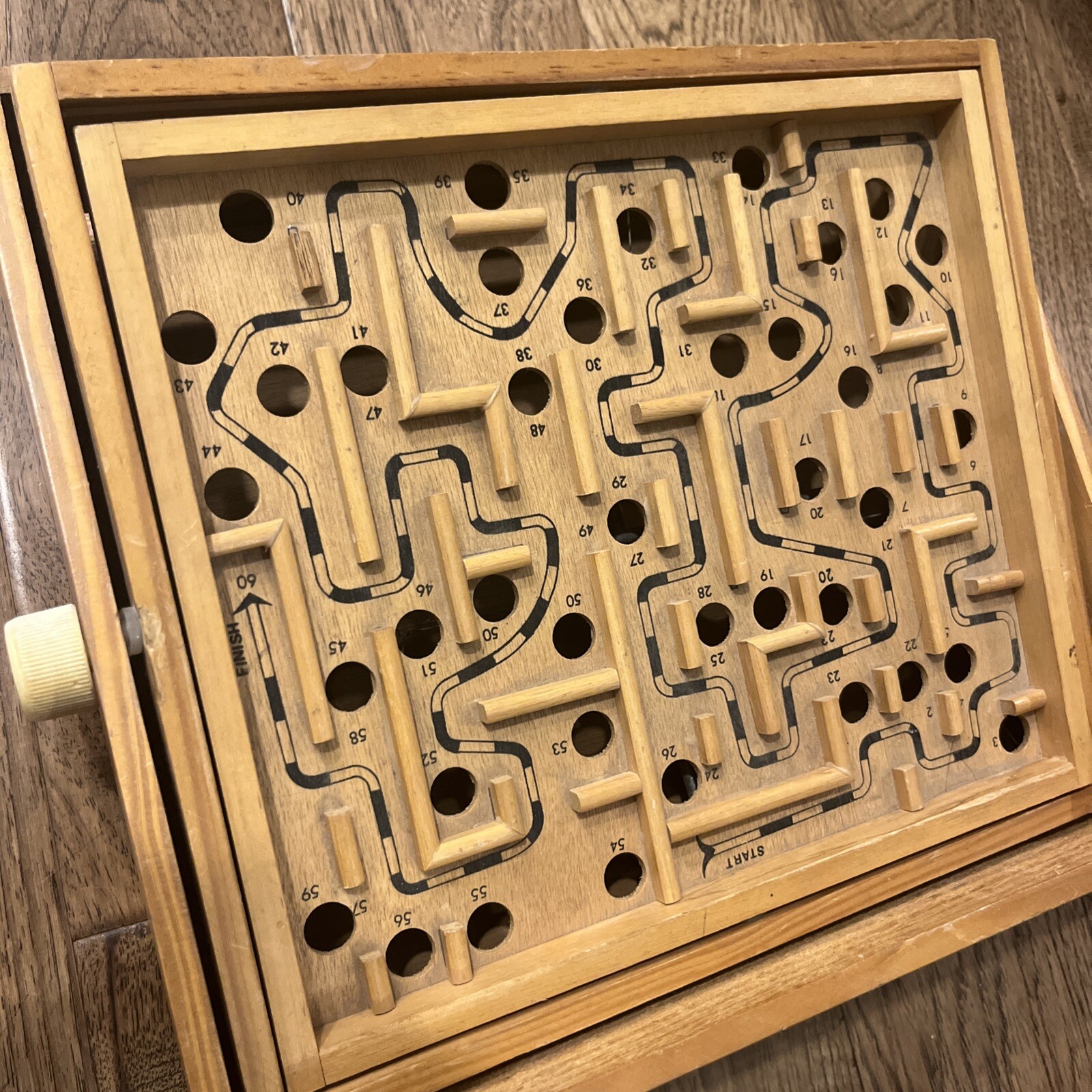 Vintage Labyrinth Wooden Tilting Maze Puzzle Game Marble Included! W/O Box