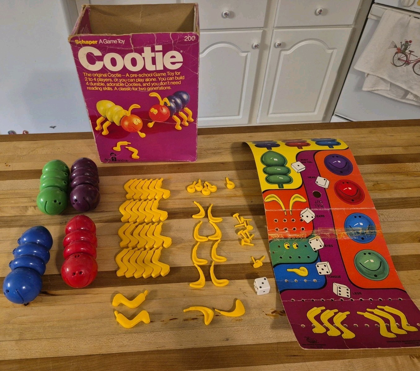 Vintage 1976 Schaper Cootie Game Toy 100% COMPLETE Set with Original Box