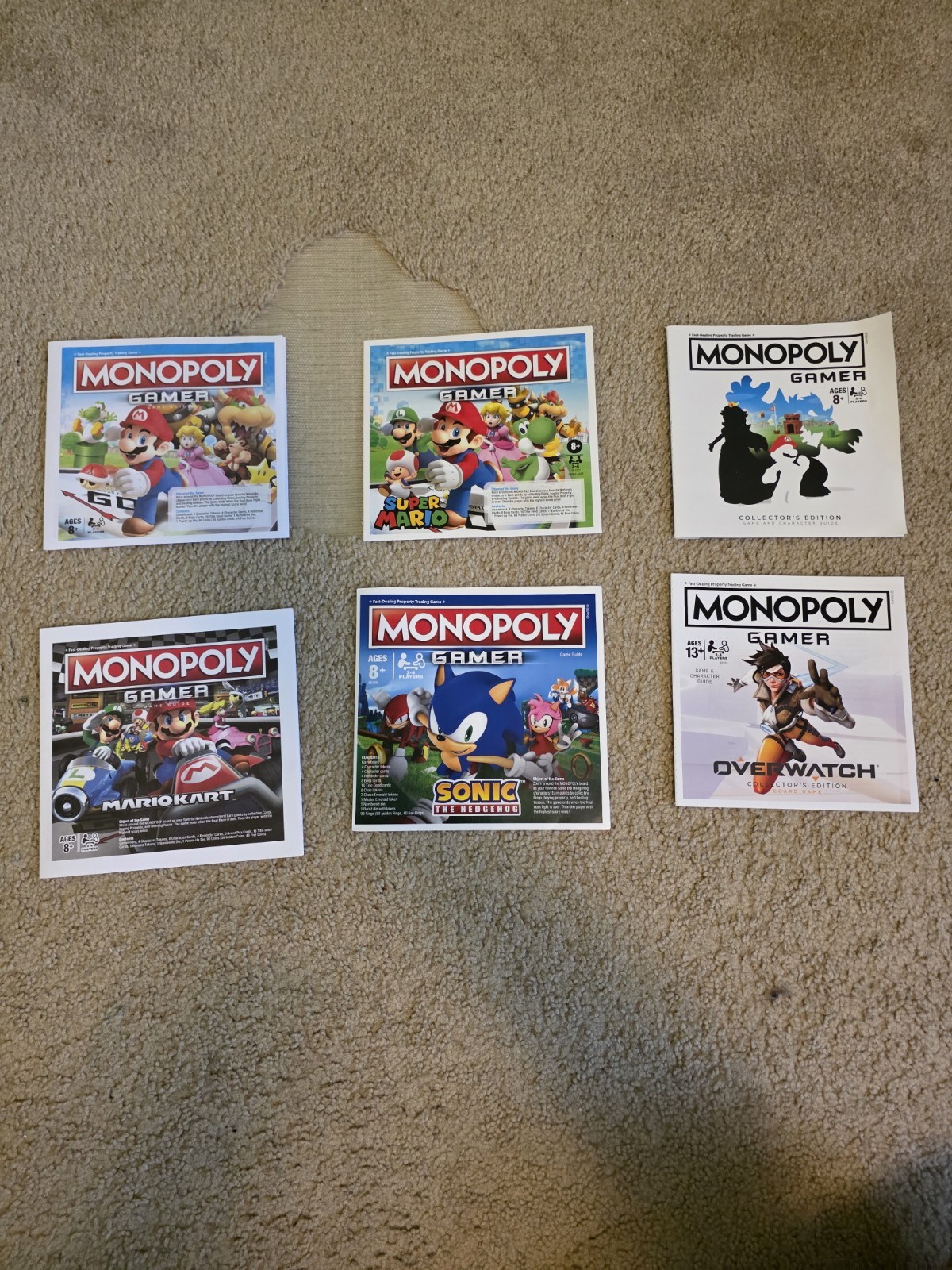 Hasbro Monopoly Gamer Mario, Mario Kart, Sonic, Overwatch Loose Complete