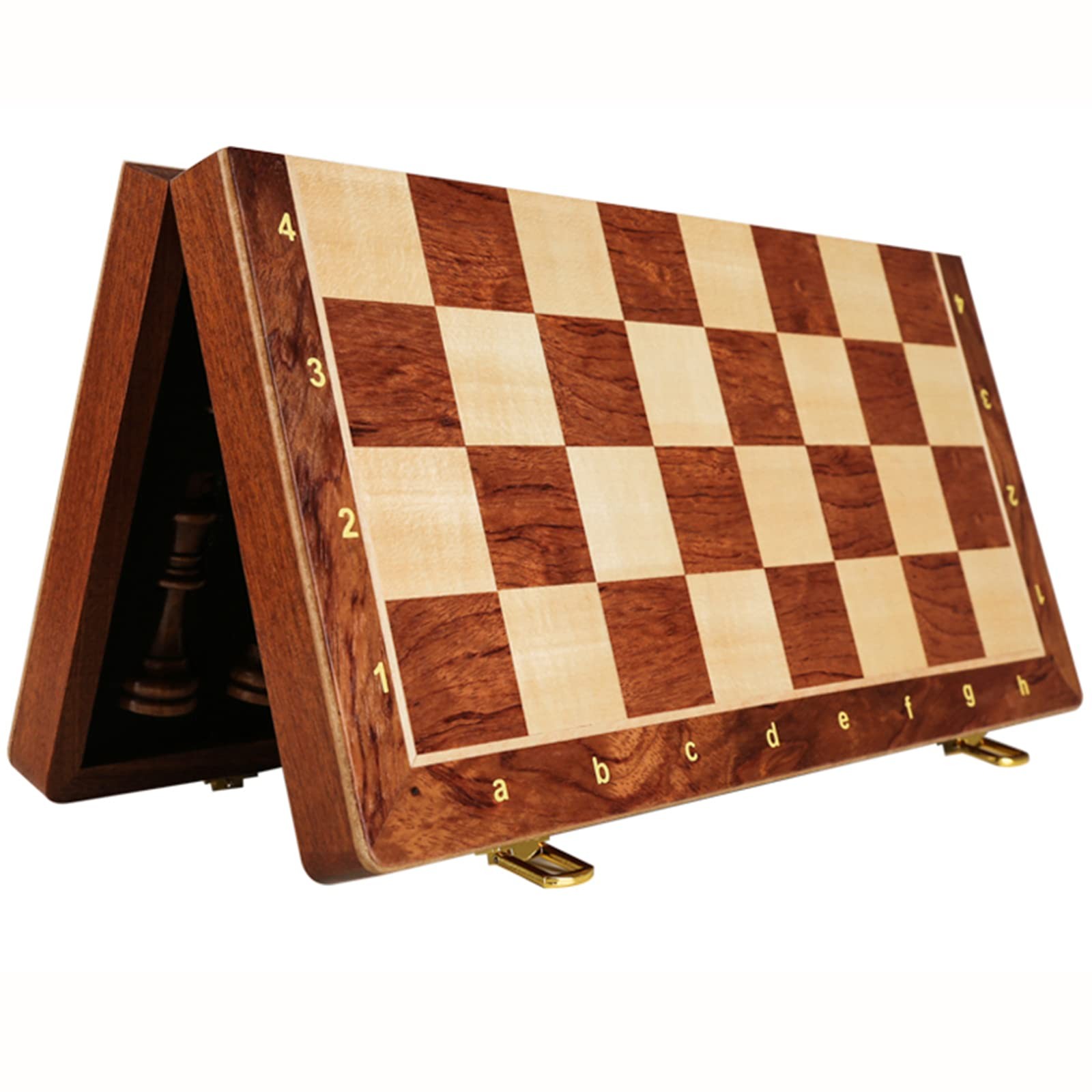 Walnut Chess Set 15” x 15” with Felted Game Board Interior for Storage Chess G