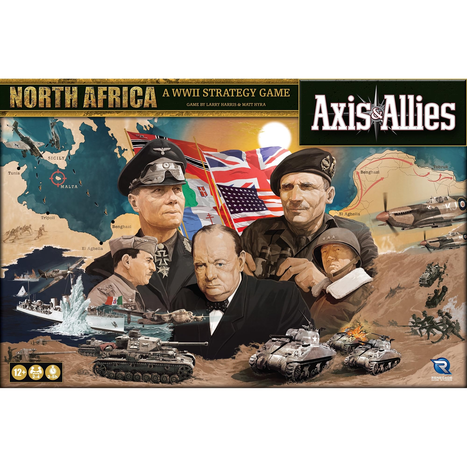 World War II North Africa Strategy Board Game for 2 to 4 Players Ages 12+