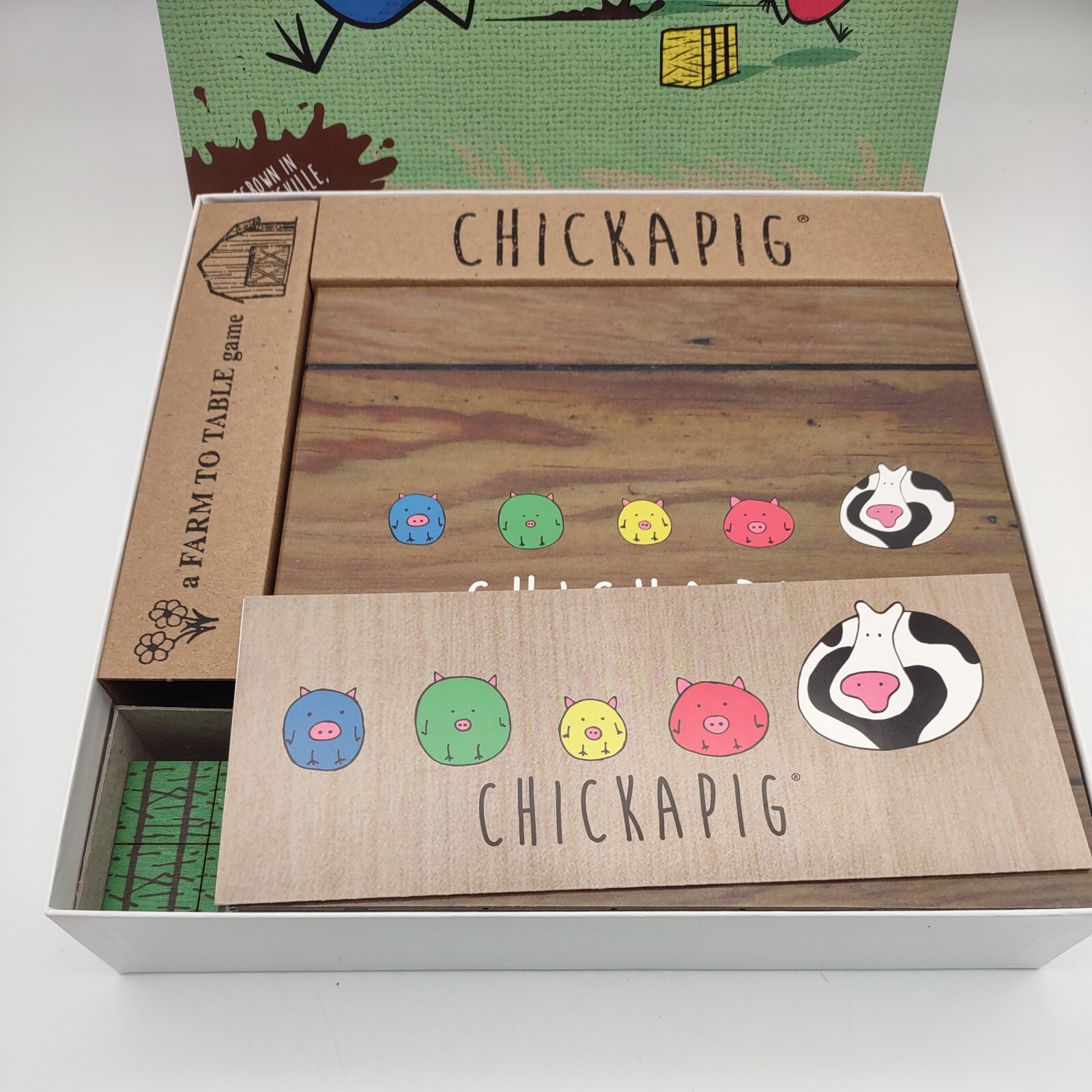 Chickapig First Edition A Farm to Table Board Game Unpunched Wood Pieces NIOB