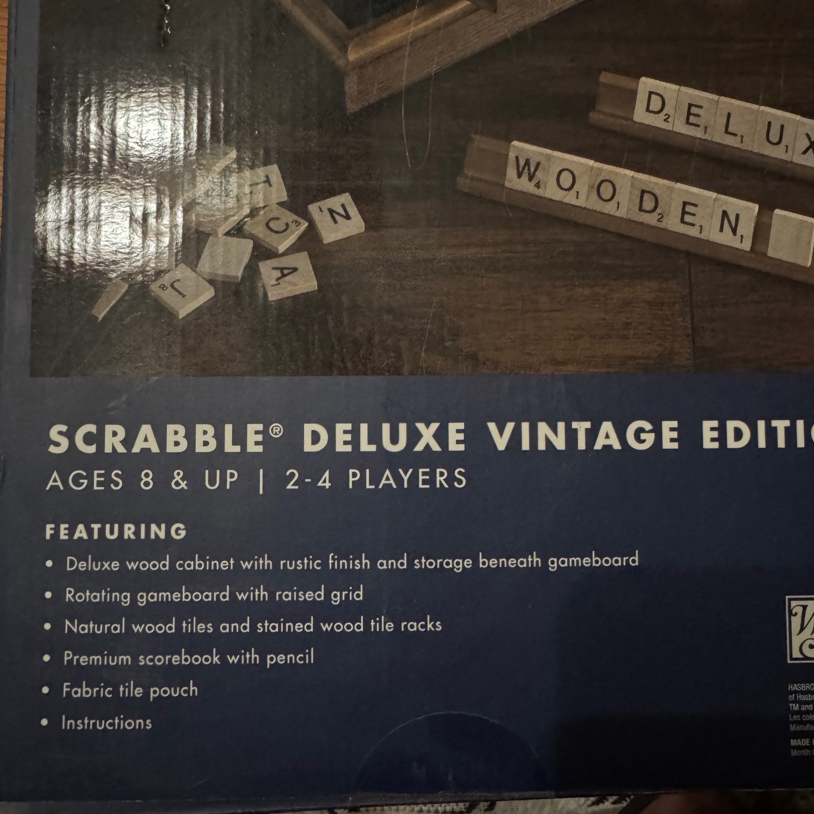 Scrabble Deluxe Vintage Edition Wooden Rotating Game Board WS Game Company 40810