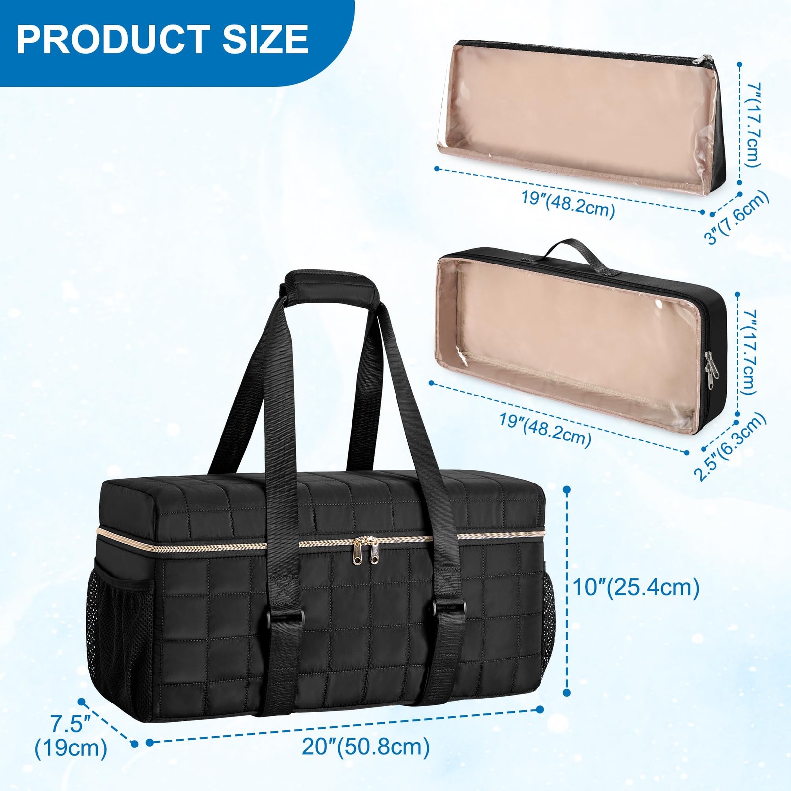 Mahjong Bag 3 Pcs Empty Set Storage with Tiles Racks Pushers Black Teamoy Game