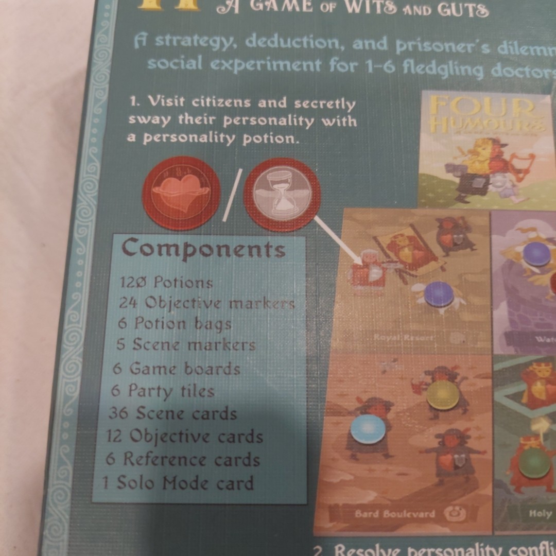 DELUXE Four Humours Adam’s Apple Games “A Game of Wits and Guts” Open Box
