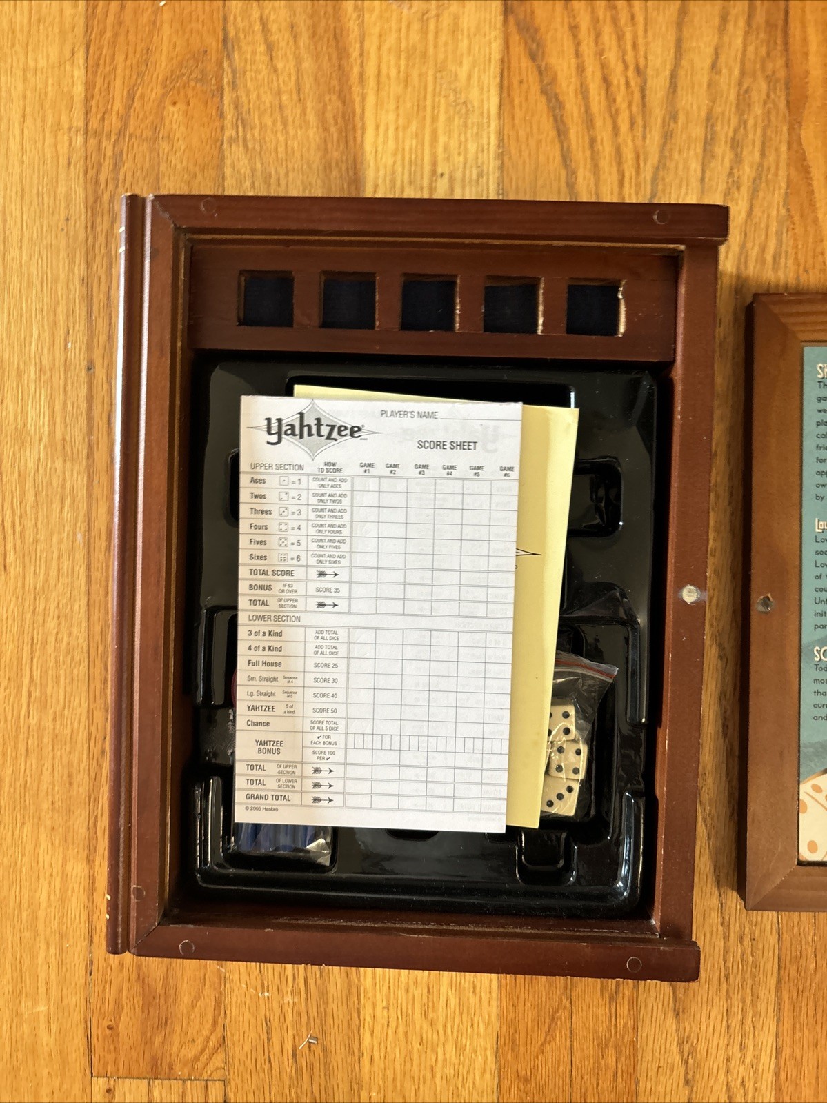 Yahtzee Game Vintage Collection Bookshelf Edition Wooden Box 2005 Complete
