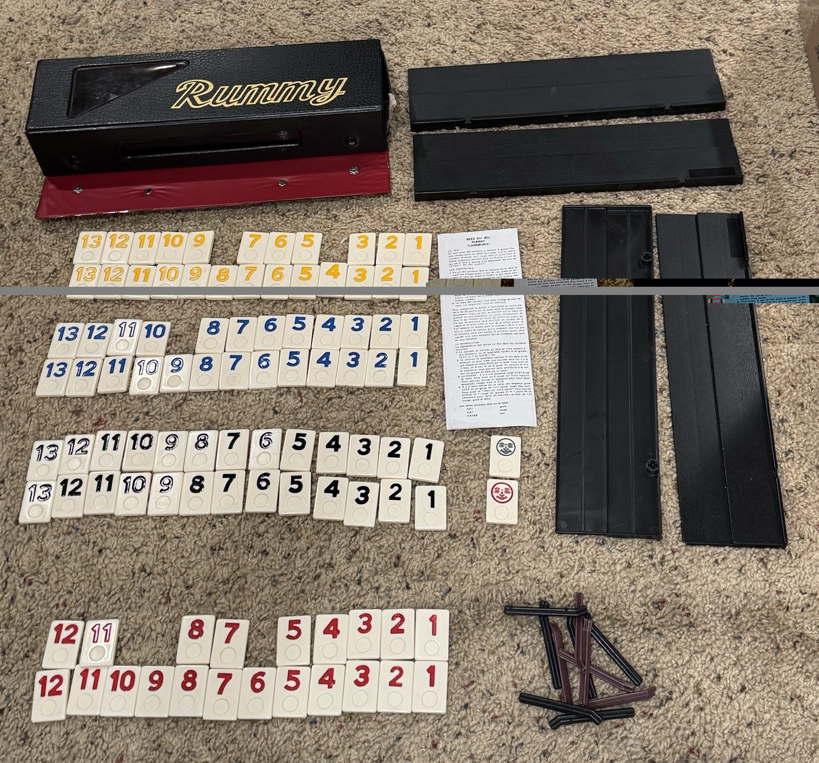 Rummy Rummikub Tile Game Set With Carry Case; USED: Missing 6 Tiles