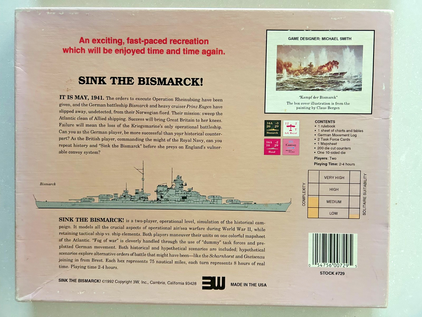 3W 1992 Sink The Bismarck! May 1941 New, Complete
