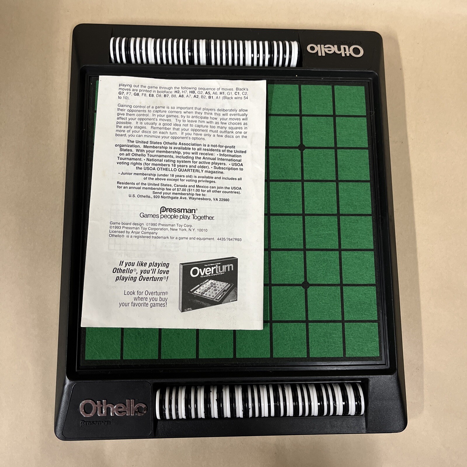 Vintage OTHELLO BOARD GAME 1990 Pressman COMPLETE in Box Original Instructions