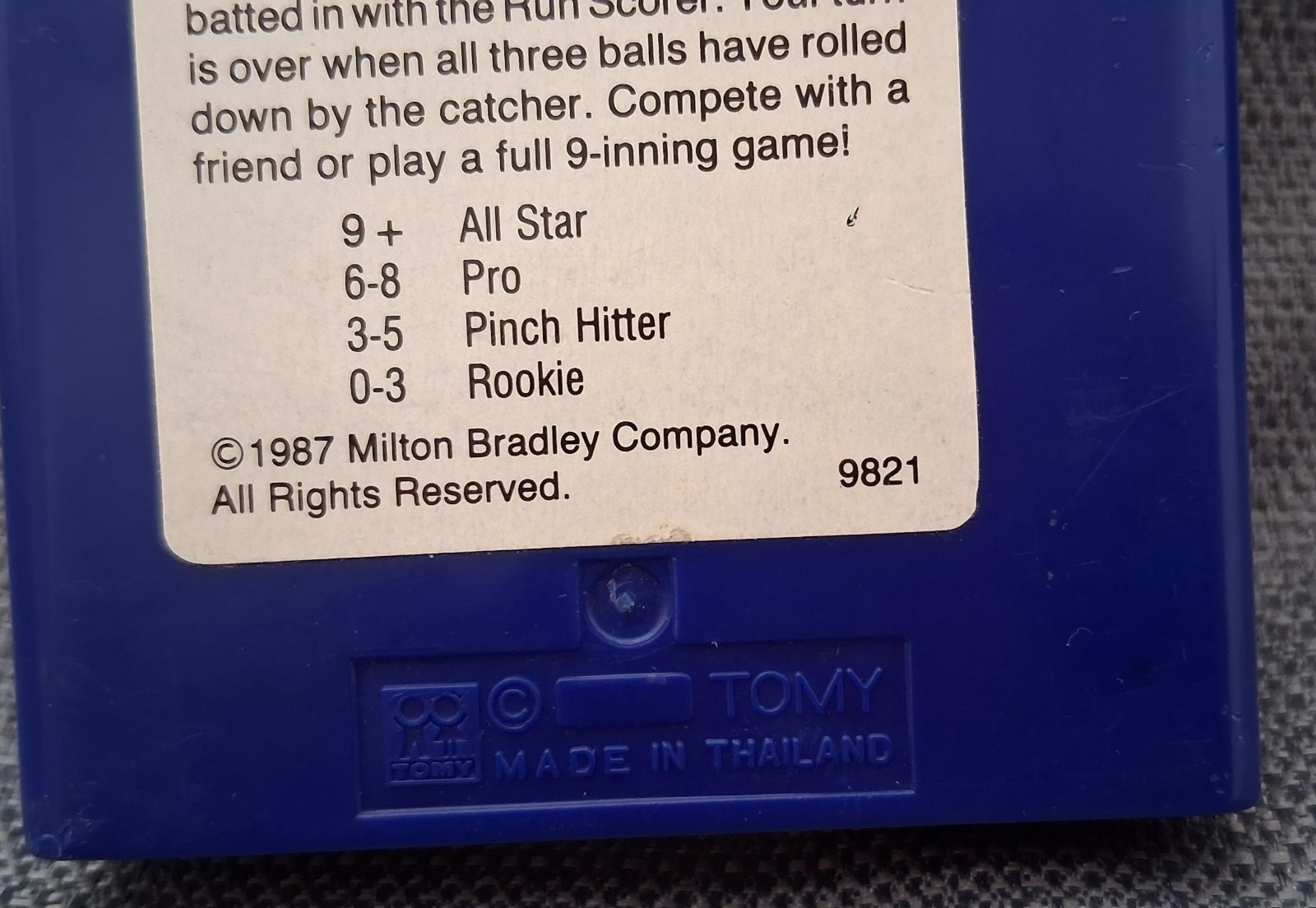 Milton Bradley pocketfuls baseball Home Run 1987 pocket game vintage toy