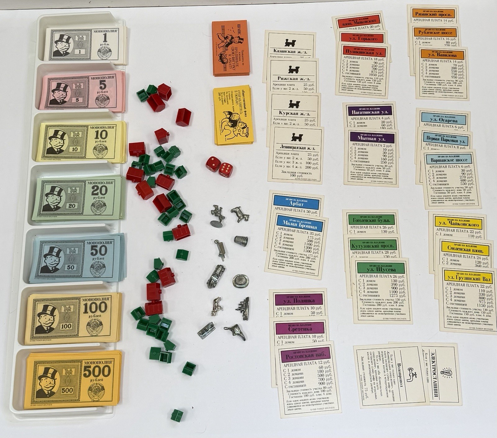 VINTAGE BOARD GAME 1988 Monopoly in Russian (Cyrillic) Parker Brothers COMPLETE
