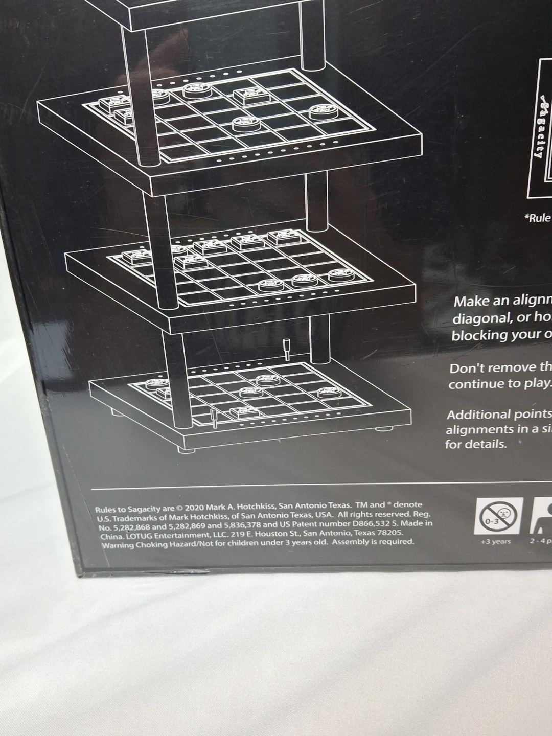 Sagacity Strategic Board, 3D alignment Game, 2-4 Players, 3+ Years. Black Box