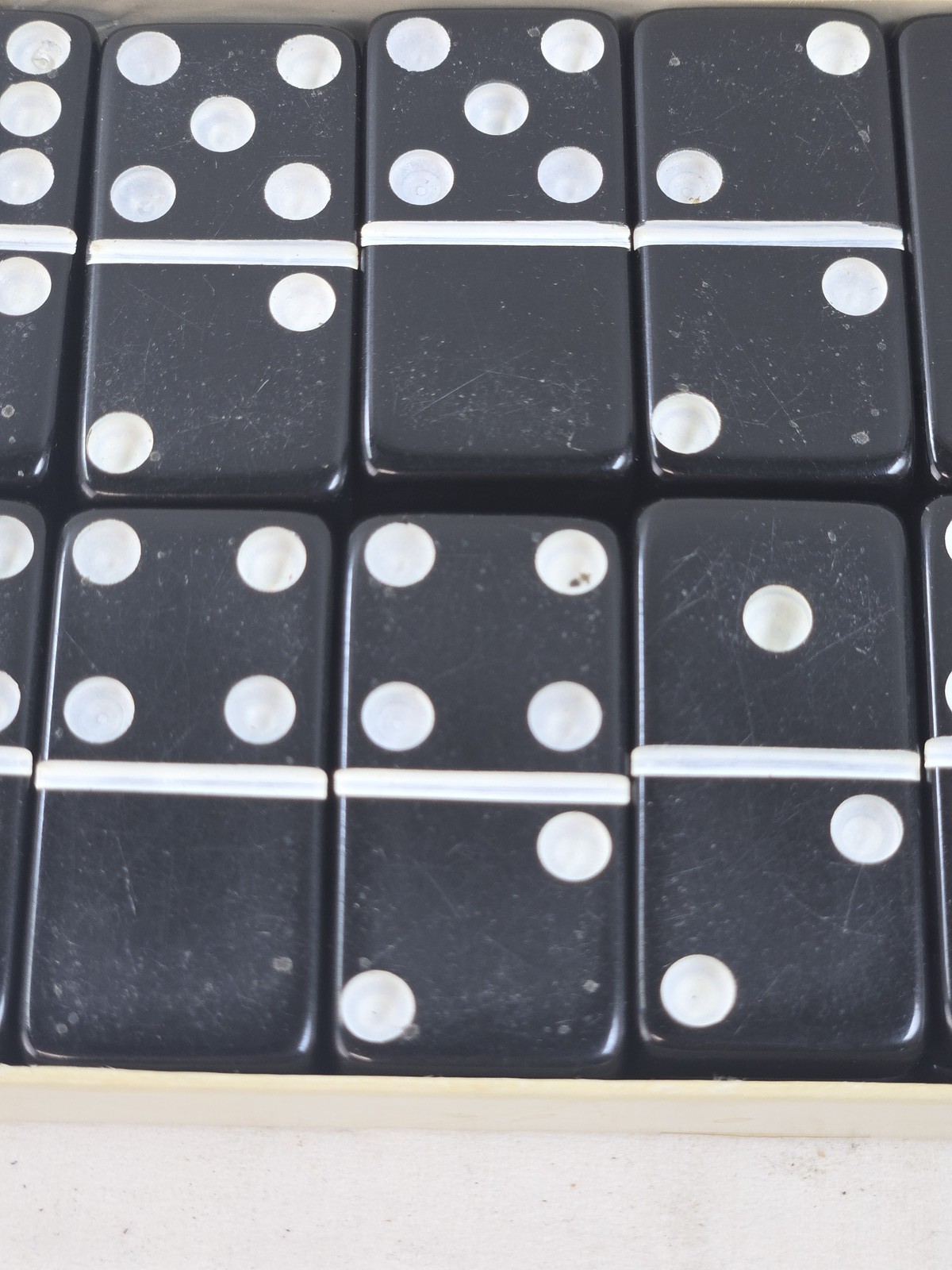 Vintage Marblelike Super Thick Dominoes Game Set Made in USA Traditional Tile
