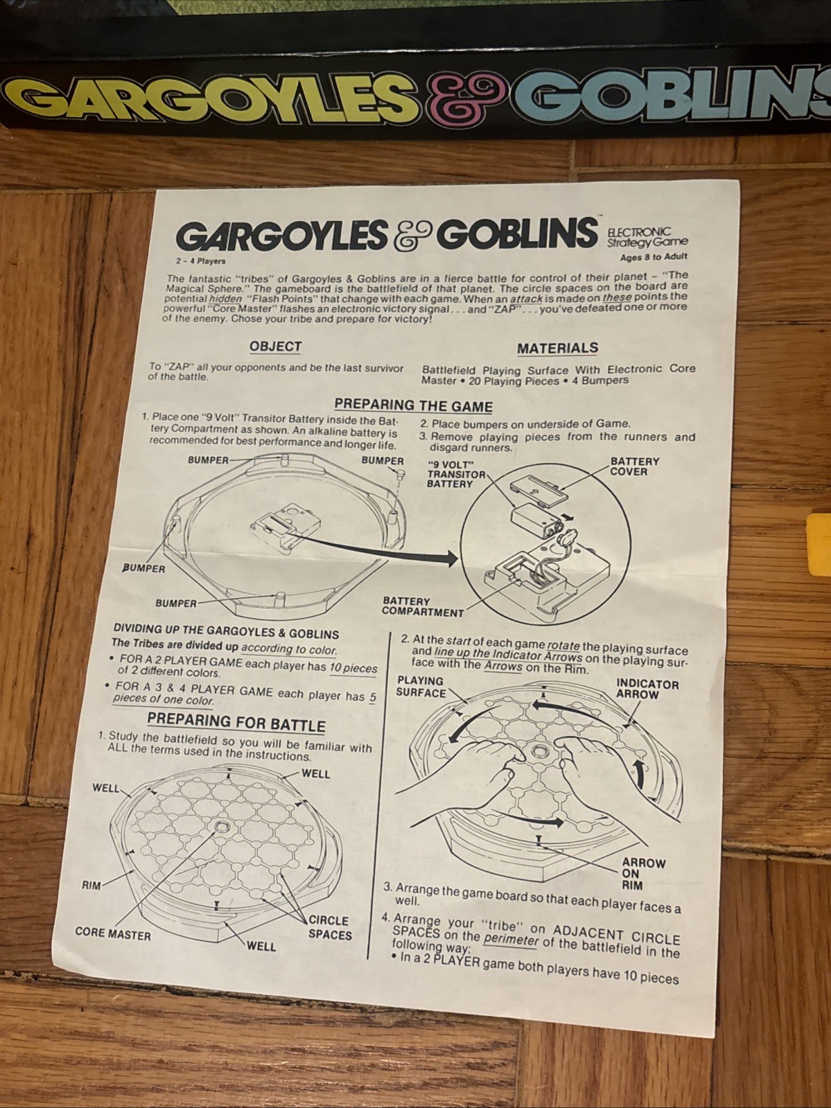 VTG Board Game Gargoyles & Goblins Electronic Strategy Ideal COMPLETE UNTESTED