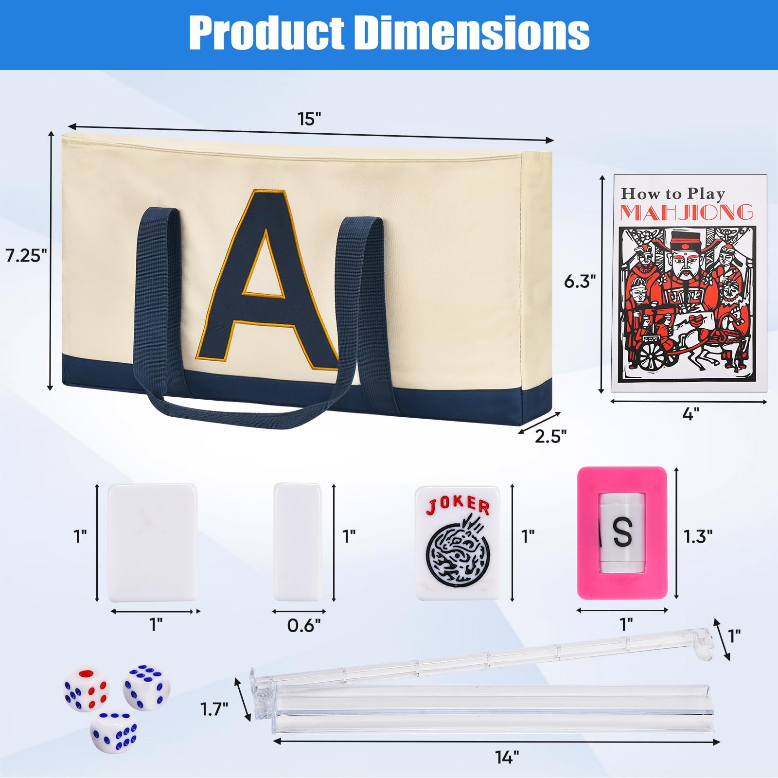 ADAH American Mahjong Set with 166 Tiles, 4 All-in-One Rack/Pushers, Premiu