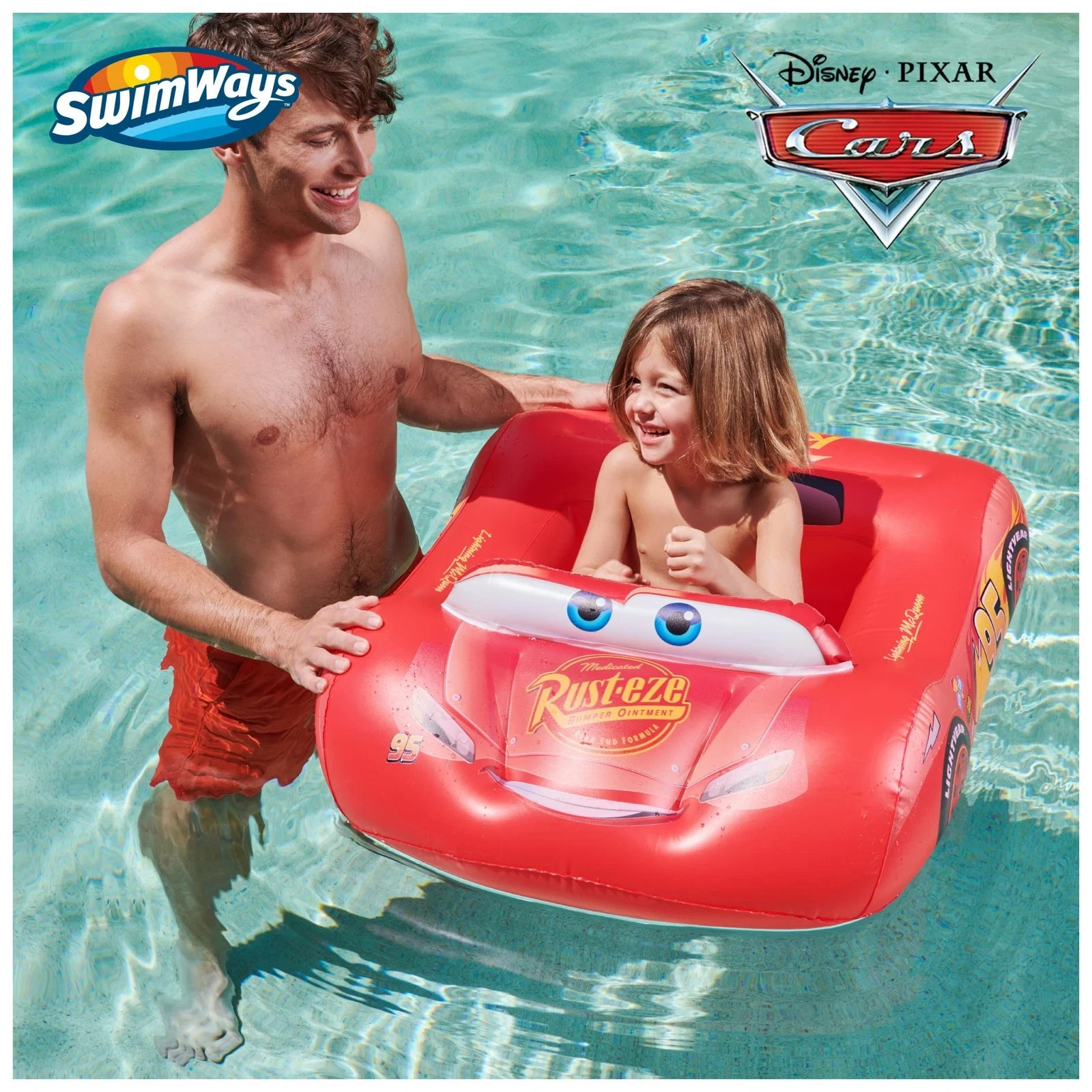 Inflatable Water Boat Disney Pixar Cars Pool Float Toy Kids Ages 3+ SwimWays