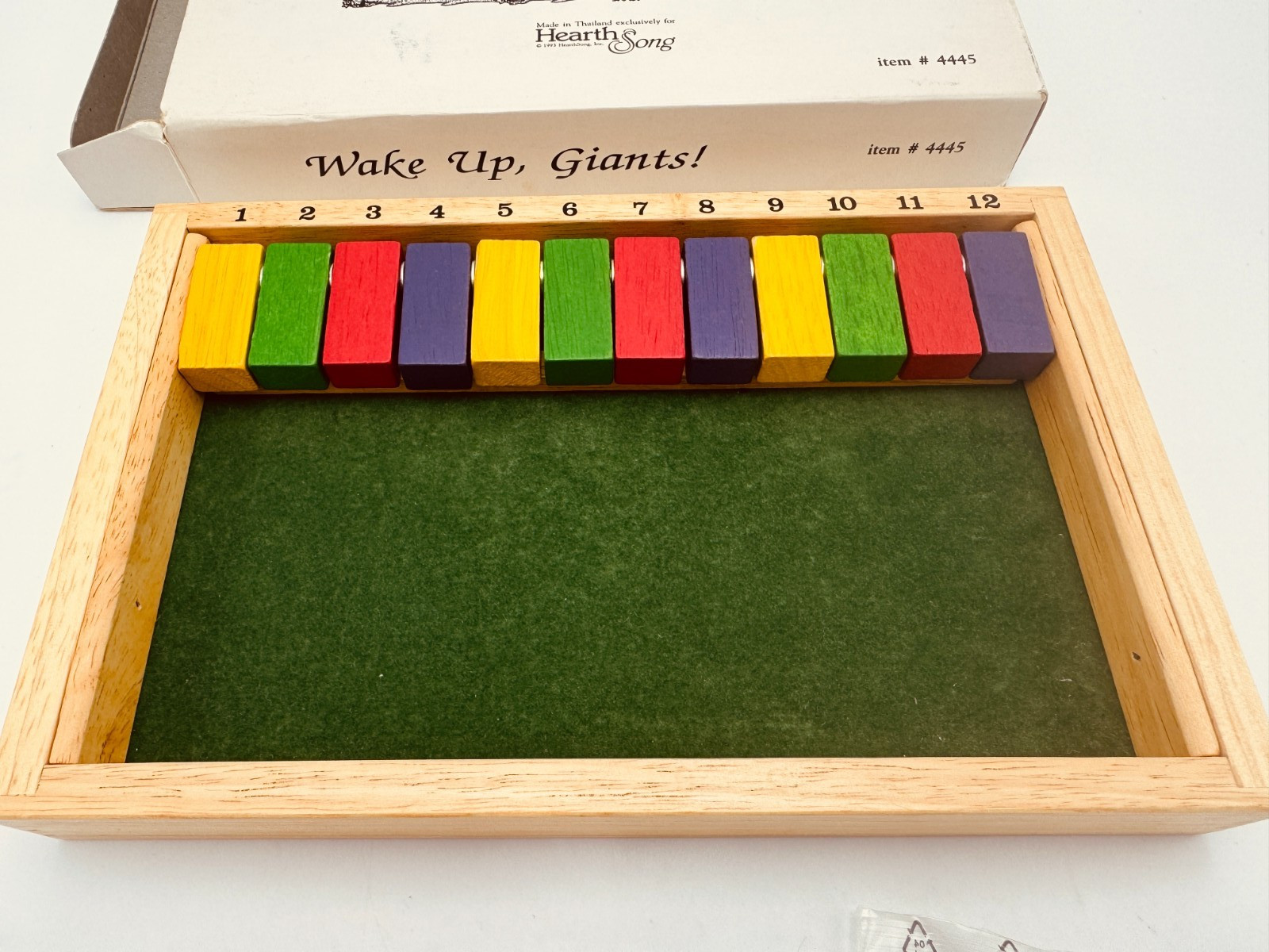 Wake up Giants HearthSong Vtg 1993 Wooden Dice Game Counting Math Home School